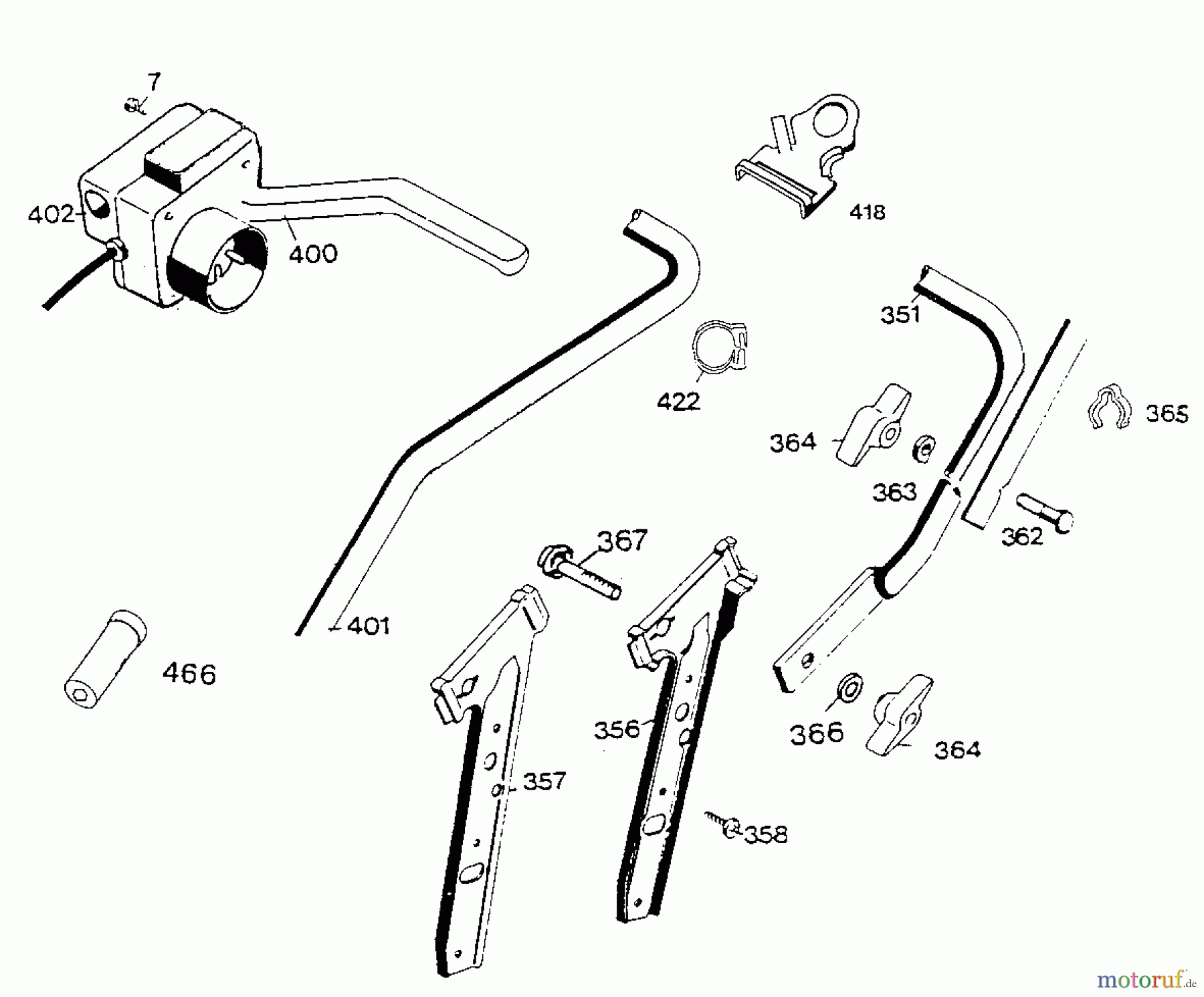  Wolf-Garten Electric mower HB 42 E 4940685 Series A  (2000) Handle