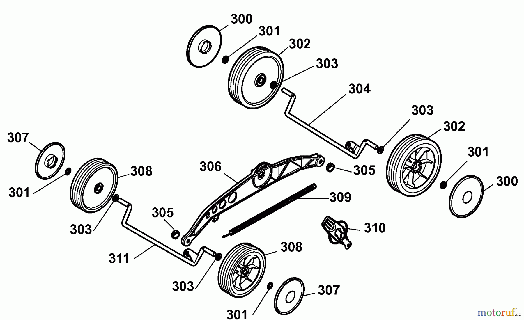  Wolf-Garten Hybrid mower Compact plus 40 Hybrid Power 4949000 Series A  (2008) Wheels, Cutting hight adjustment
