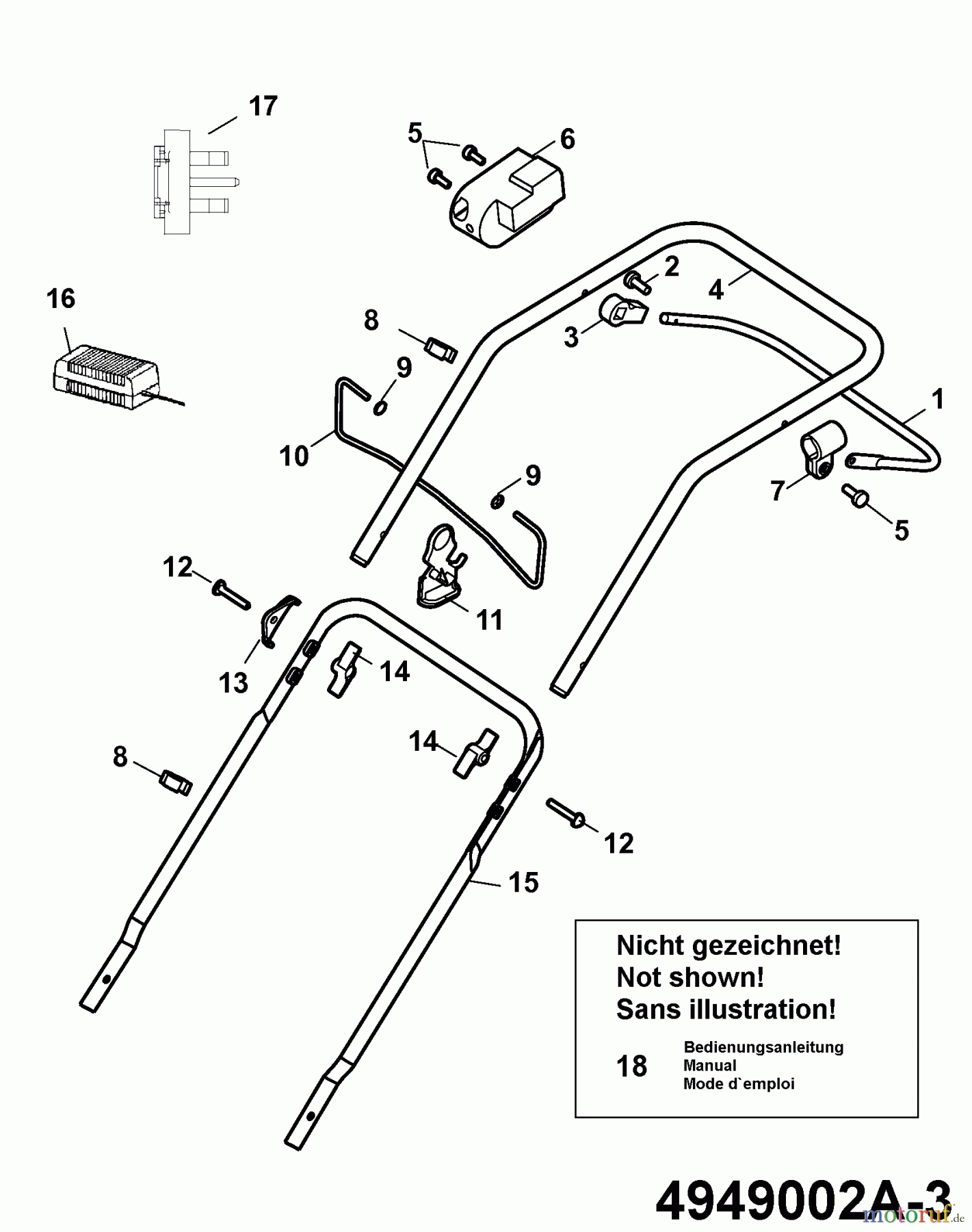  Wolf-Garten Hybrid mower Hybrid Power 40 4949002 Series A  (2009) Handle