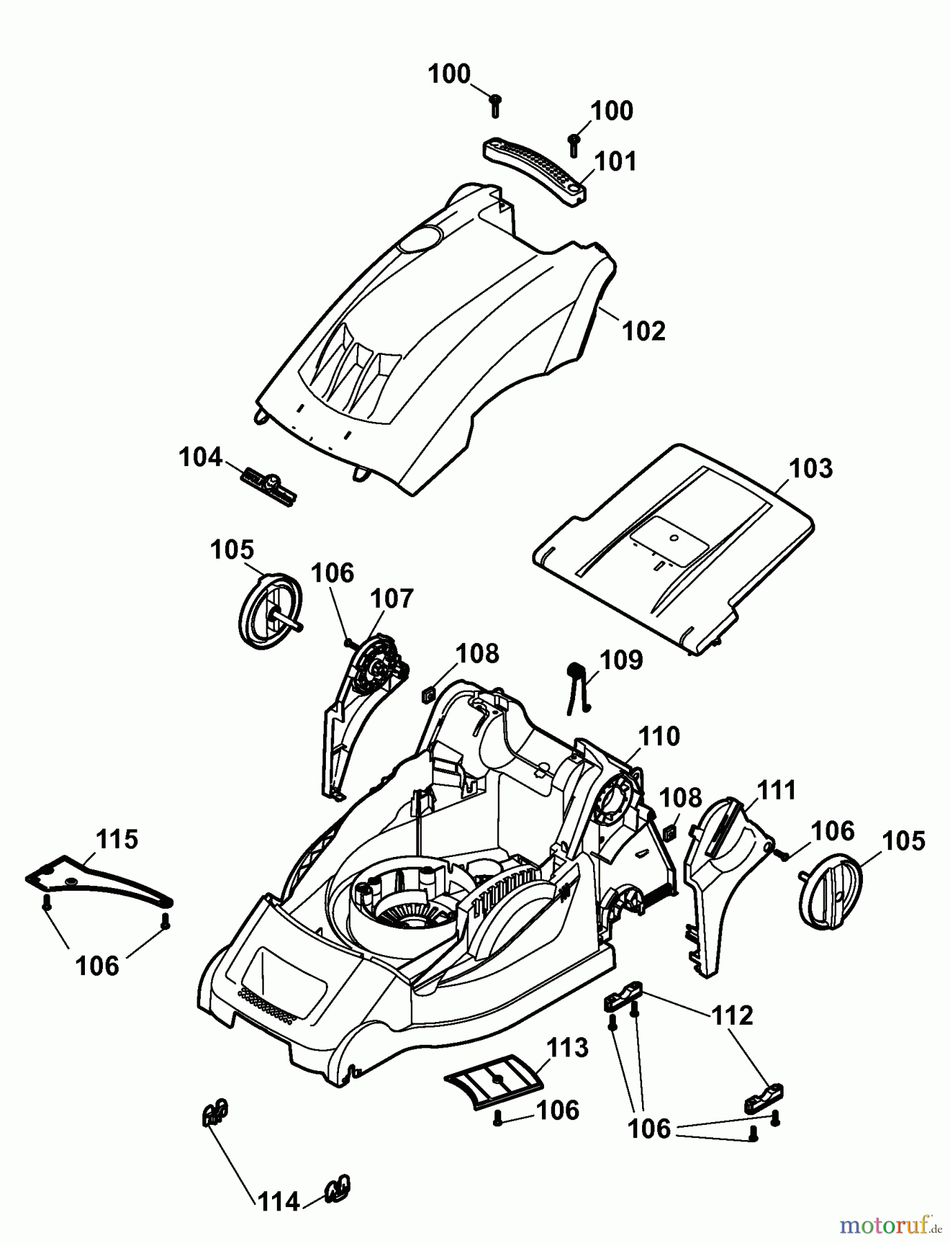 Wolf-Garten Electric mower 1.40 XC 4968088 Series A (2008) Deck housing