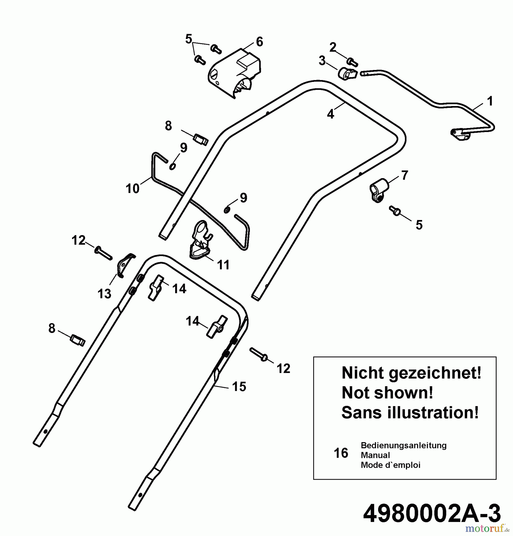  Wolf-Garten Electric mower Power Edition 40 E-1 4980002 Series A  (2009) Handle