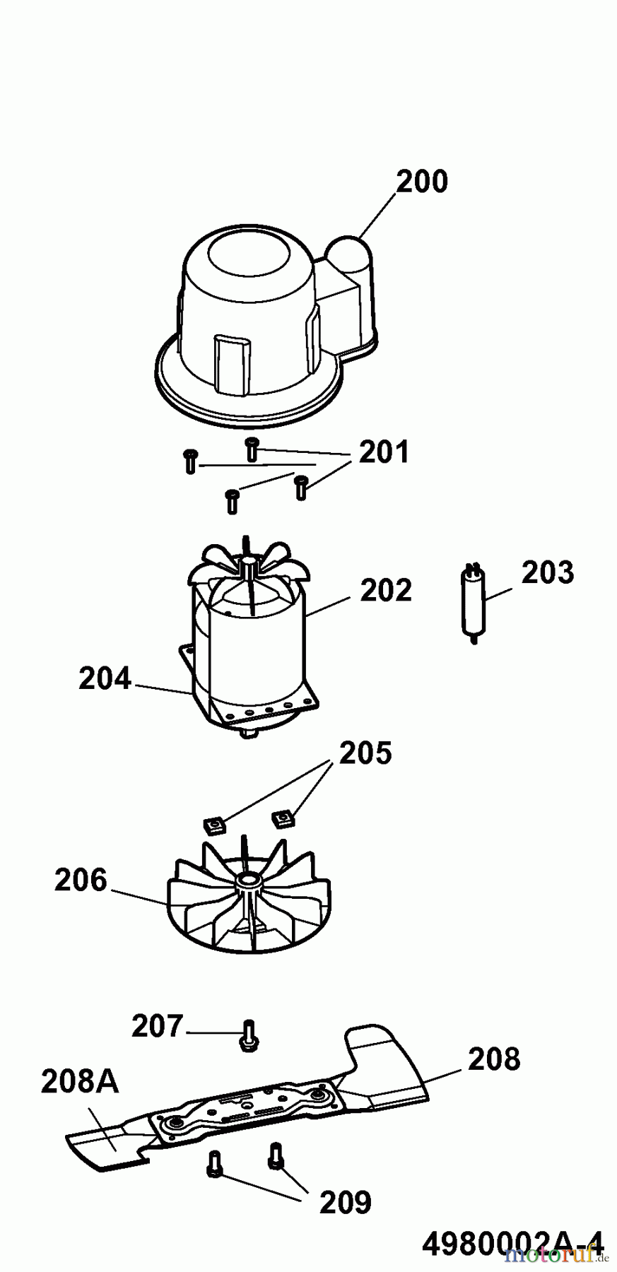  Wolf-Garten Electric mower Power Edition 40 E-1 4980002 Series A  (2009) Blade, Blade adapter, Engine