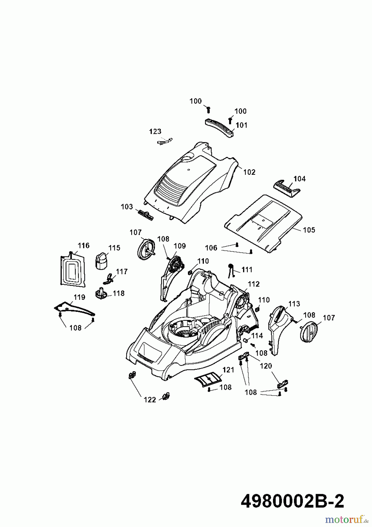  Wolf-Garten Electric mower Power Edition 40 E-1 4980002 Series B  (2009) Deck housing