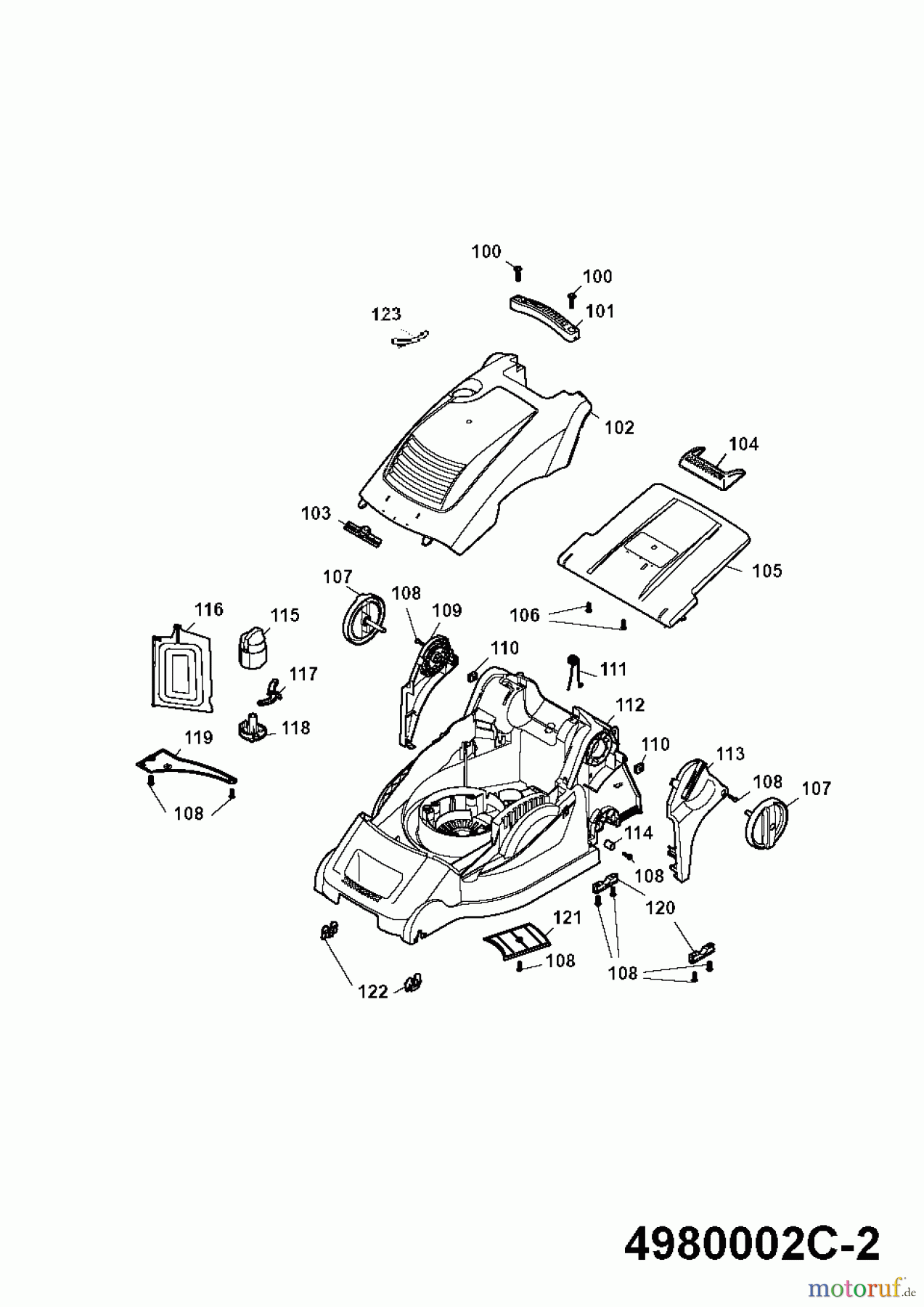  Wolf-Garten Electric mower Power Edition 40 E-1 4980002 Series C  (2009) Deck housing