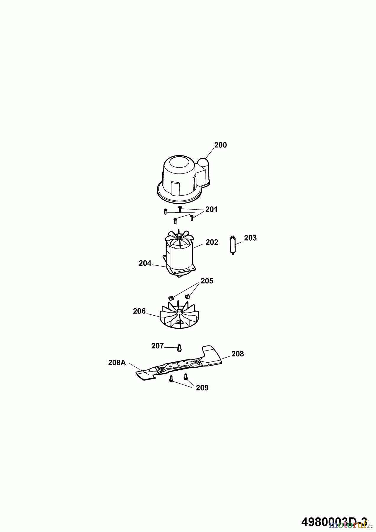  Wolf-Garten Electric mower Power Edition 40 E-1 4980003 Series D  (2009) Blade, Blade adapter, Engine