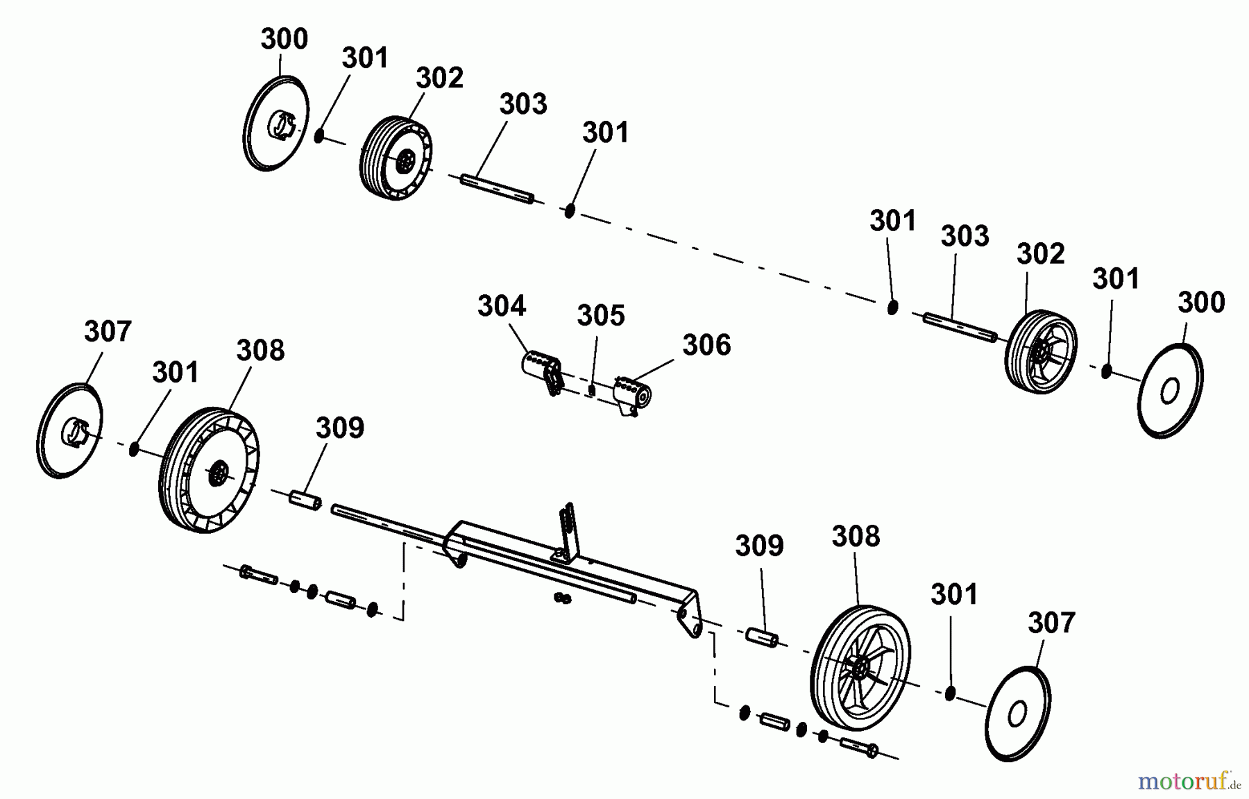  Wolf-Garten Electric verticutter Campus 300 V 6020007 Series A  (2008) Axles, Wheels