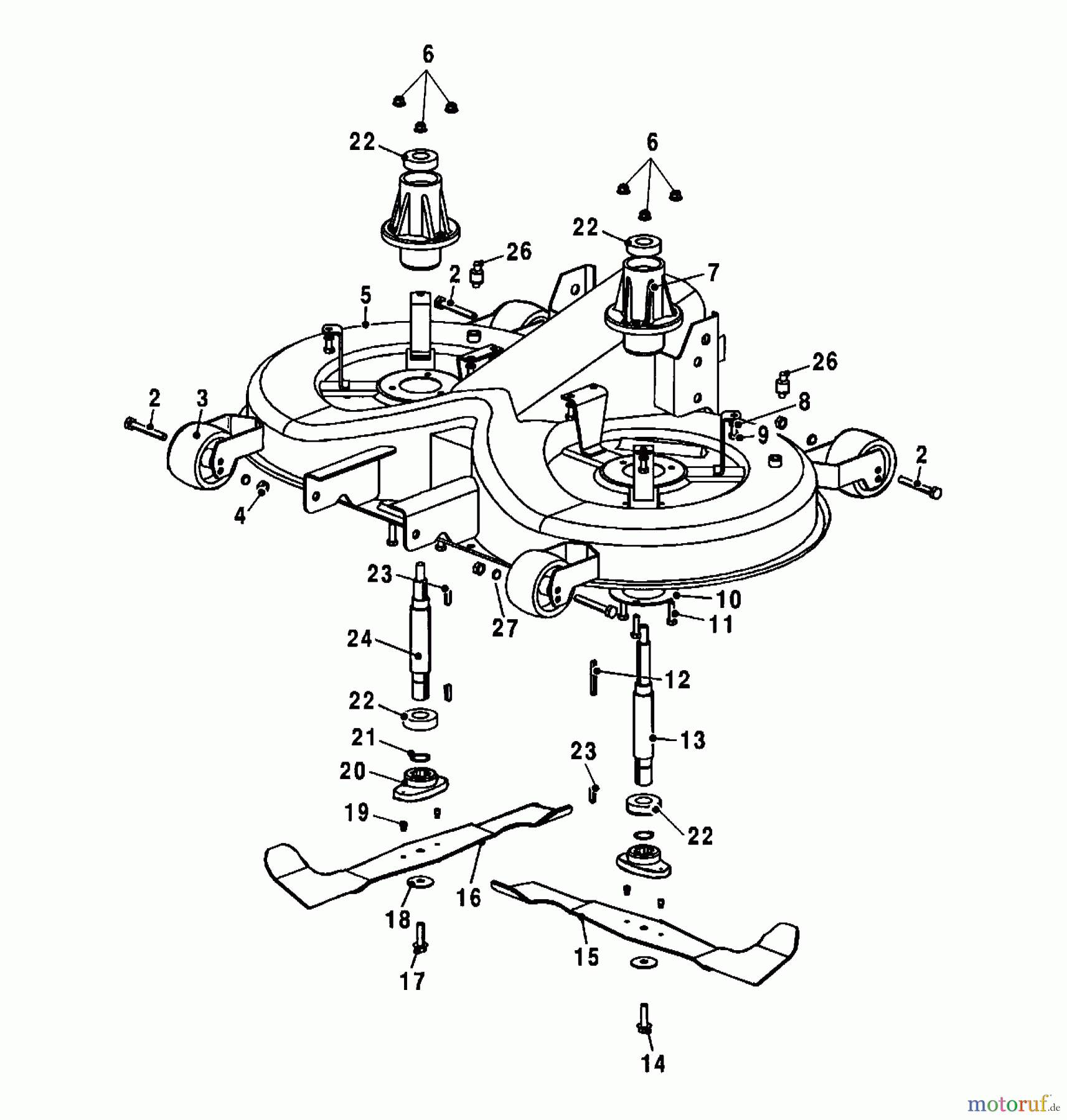 Wolf-Garten Lawn tractors Trac OHV 6 6200000 Series A (2001) Deck housing, Blade, Blade adapter