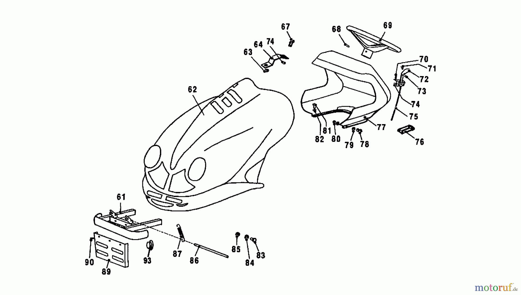  Wolf-Garten Lawn tractors Trac OHV 6 6200000 Series A  (2001) Dashboard, Steering wheel, Engine hood