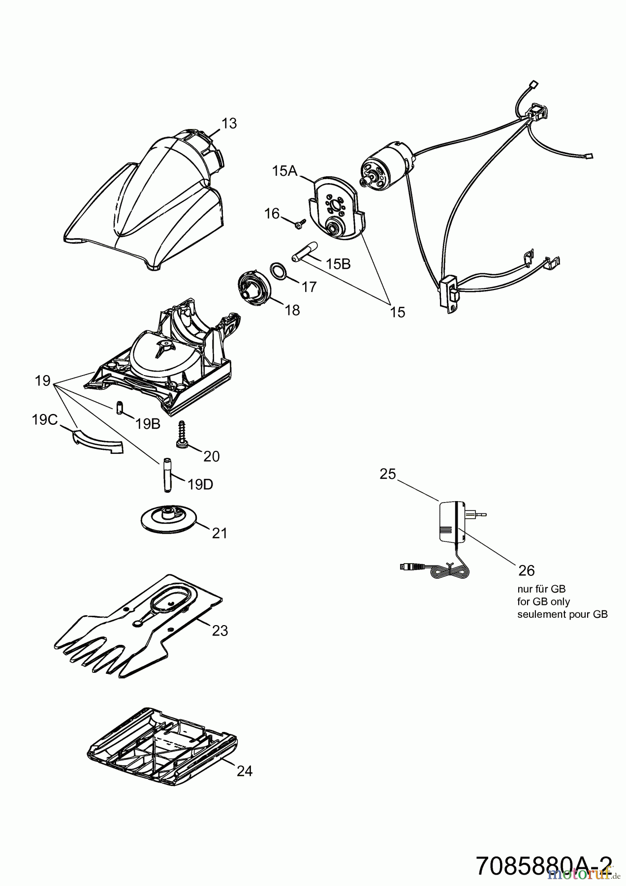  Wolf-Garten Battery shears Li-Ion Power 80 7085880 Series C  (2009) Gearbox, Charger, Blade