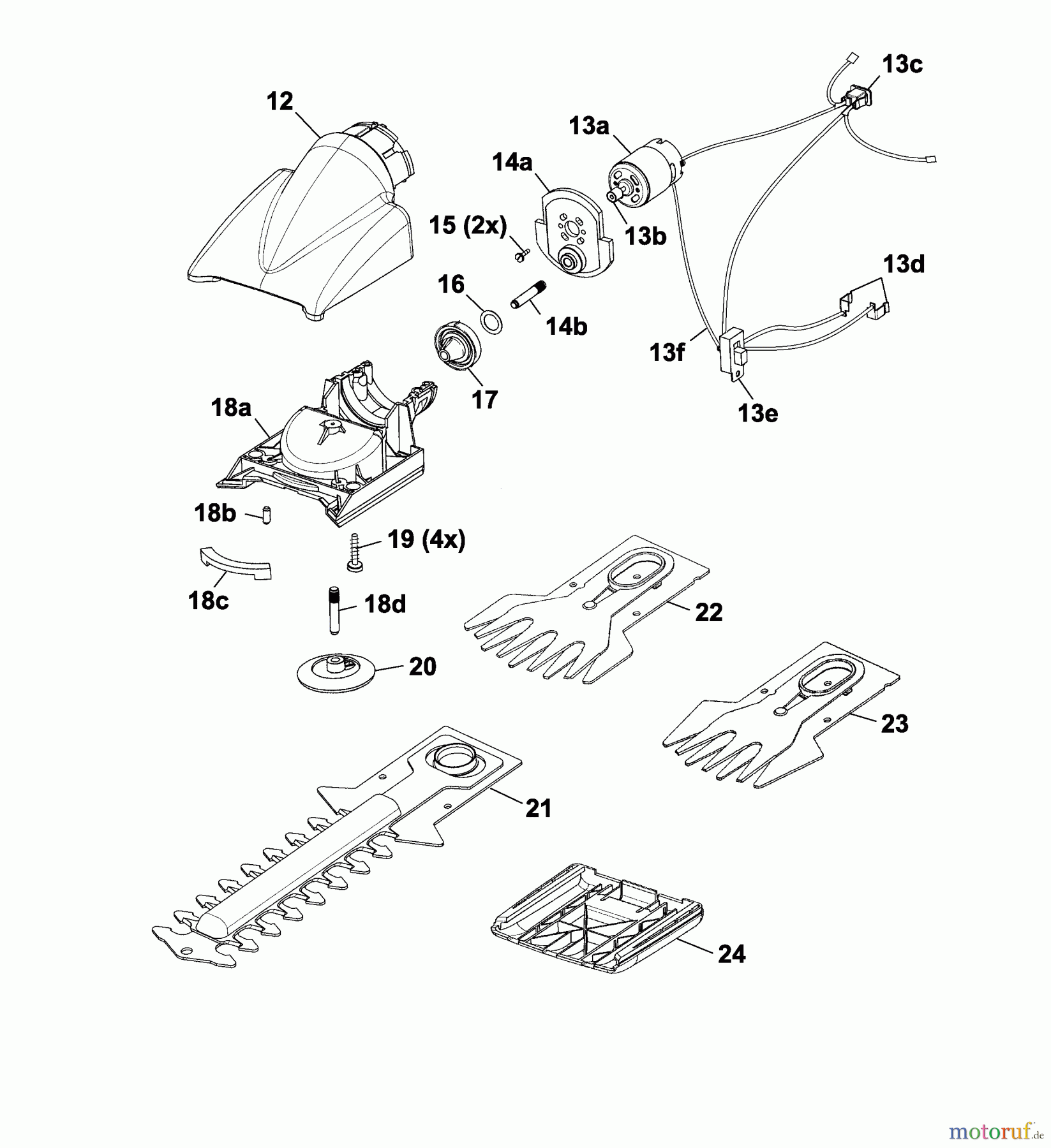  Wolf-Garten Battery shears Accu 60 7087094 Series B-D  (2005) Rotating head, Charger, Blade