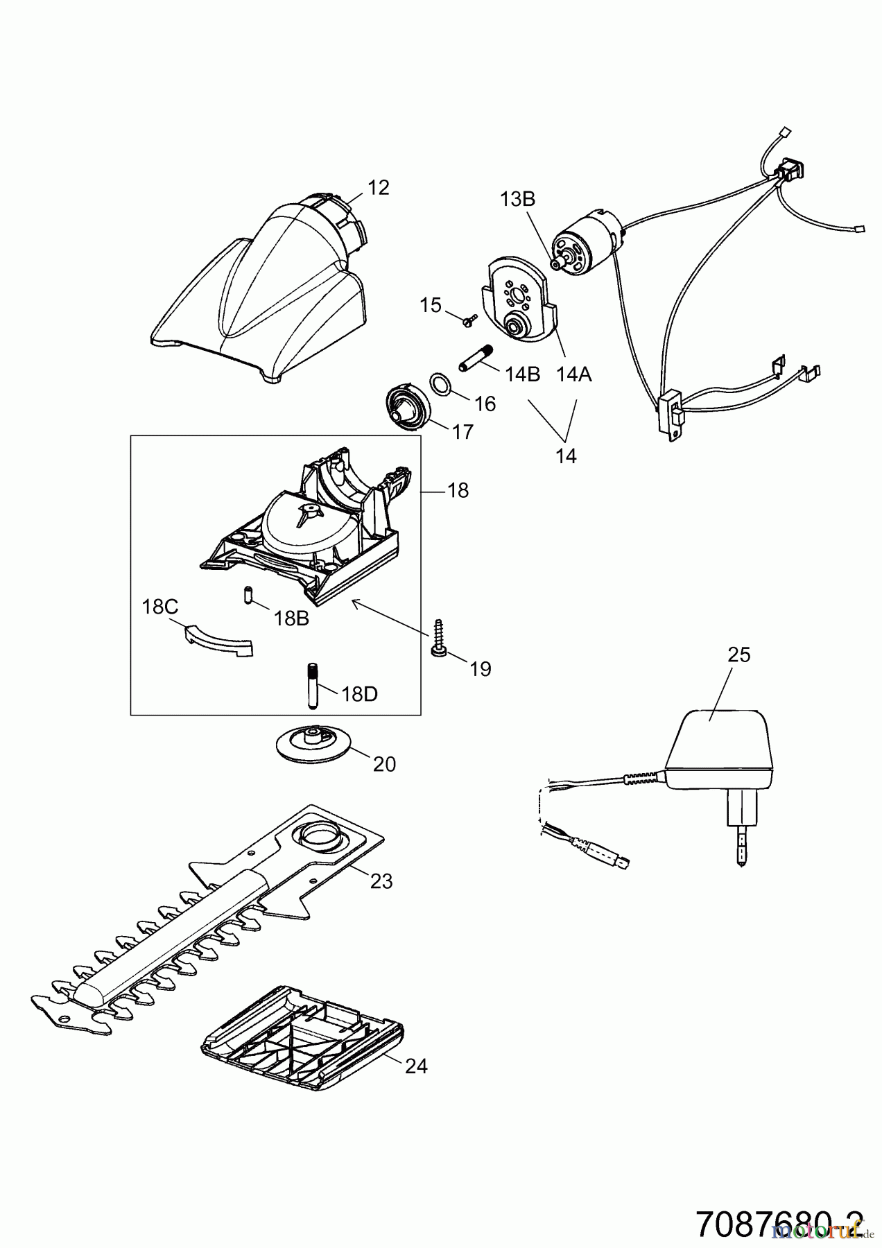 Wolf-Garten Battery shears Accu BS 80 7087680 Series A (2006) Rotating head, Blade