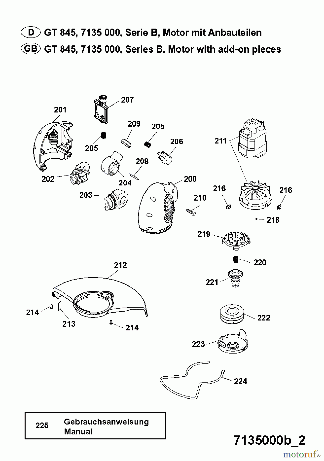 Wolf-Garten Electric trimmer GT 845 7135000 Series B (2005) Electric motor, Spool and string
