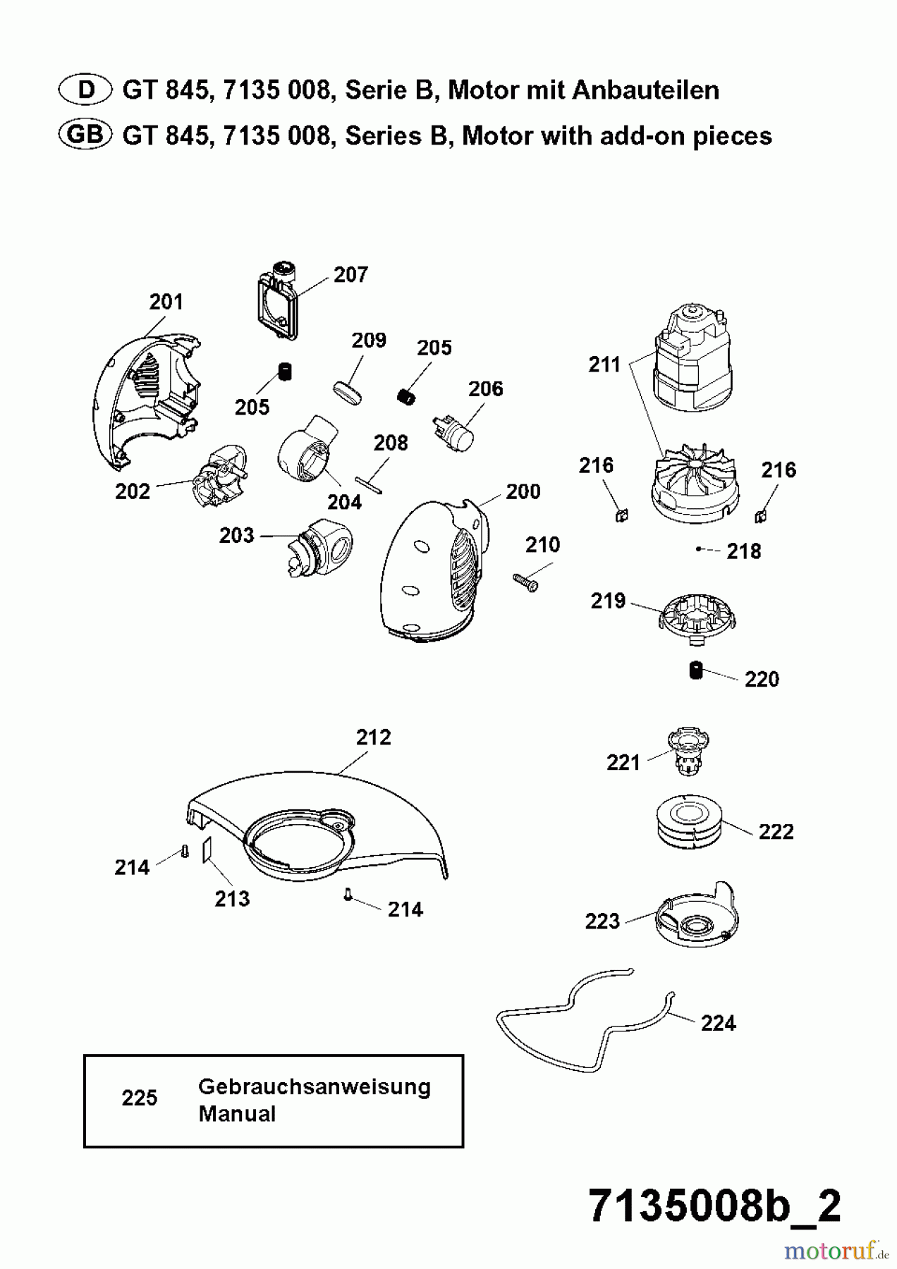 Wolf-Garten Electric trimmer GT 845 7135008 Series B (2005) Electric motor, Spool and string
