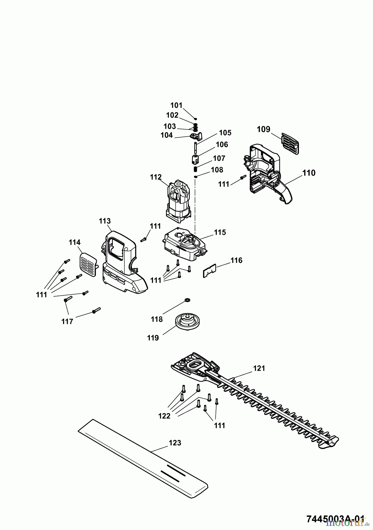  Wolf-Garten Hedge shears HSE 55 V 7445003 Series A  (2007) Blade, Blade adapter, Engine