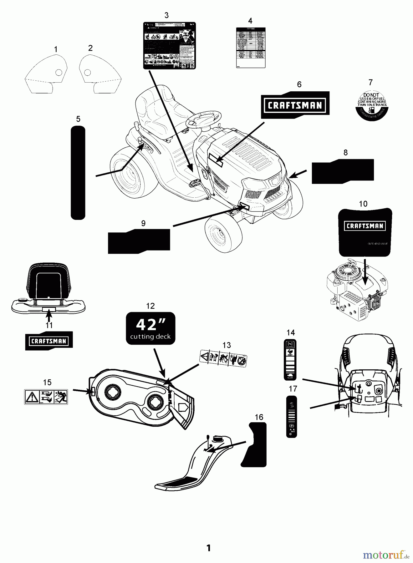 CRAFTSMAN Divers TRACTOR 247.203725 Seite 1