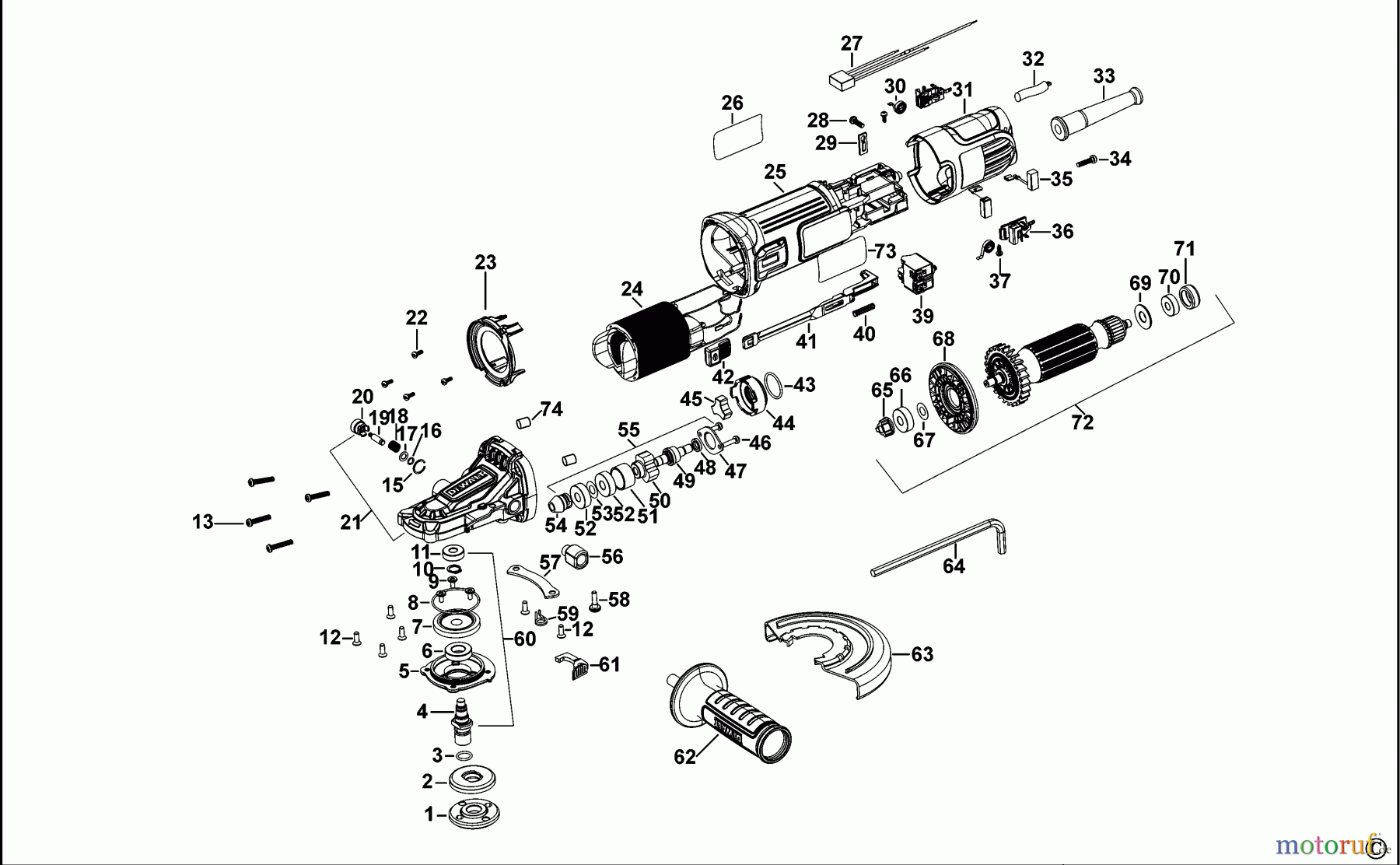 DEWALT LAVORAZIONE DEI METALLI SMERIGLIATRICE ANGOLARE 100-125 MM SMERIGLIATRICE ANGOLARE DWE4157F Seite 1