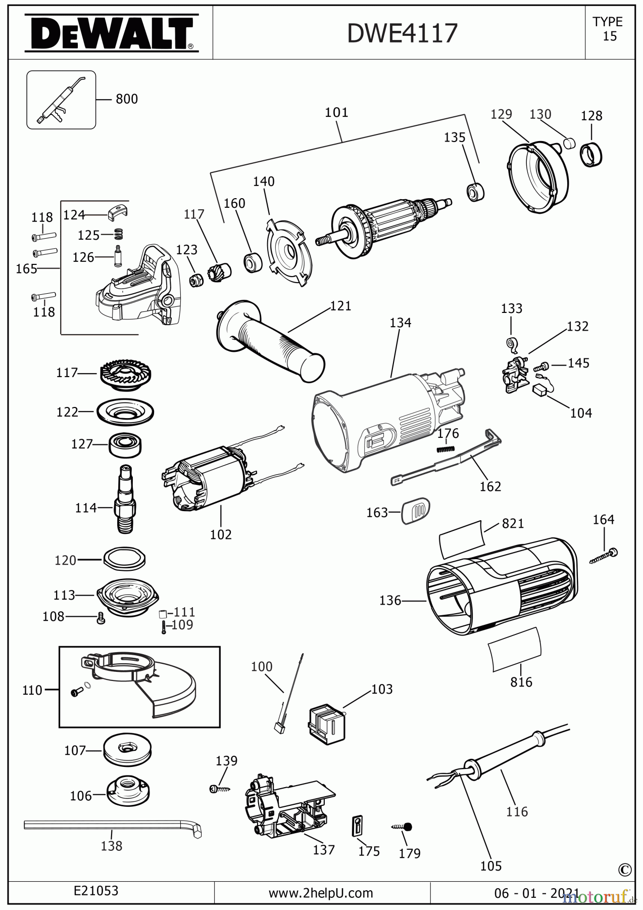  DEWALT LAVORAZIONE DEI METALLI SMERIGLIATRICE ANGOLARE 100-125 MM SMERIGLIATRICE ANGOLARE PICCOLA DWE4117 Seite 1