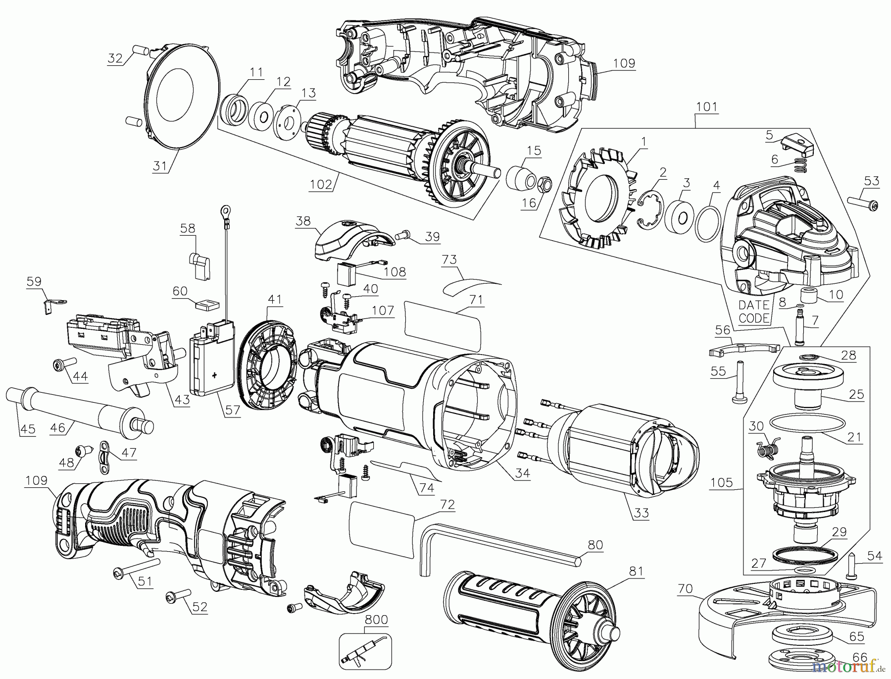 DEWALT LAVORAZIONE DEI METALLI SMERIGLIATRICE ANGOLARE 100-125 MM 4-1/2/5IN 13A 11K TR DWE43115 Seite 1