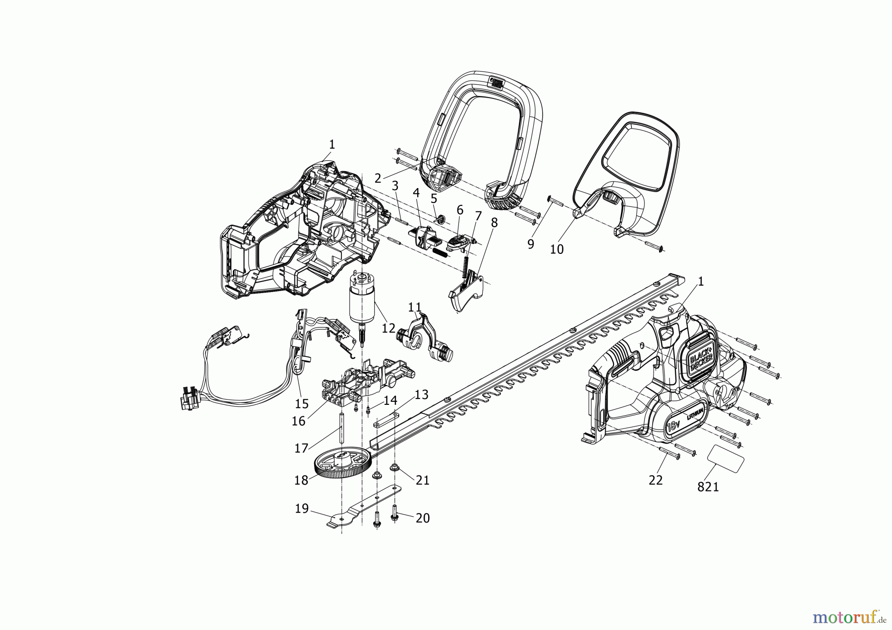 BLACK+DECKER ESTERNO TAGLIASIEPI, TAGLIASIEPI, CESOIE TAGLIASIEPI SENZA FILI GTC18502PCB Seite 1