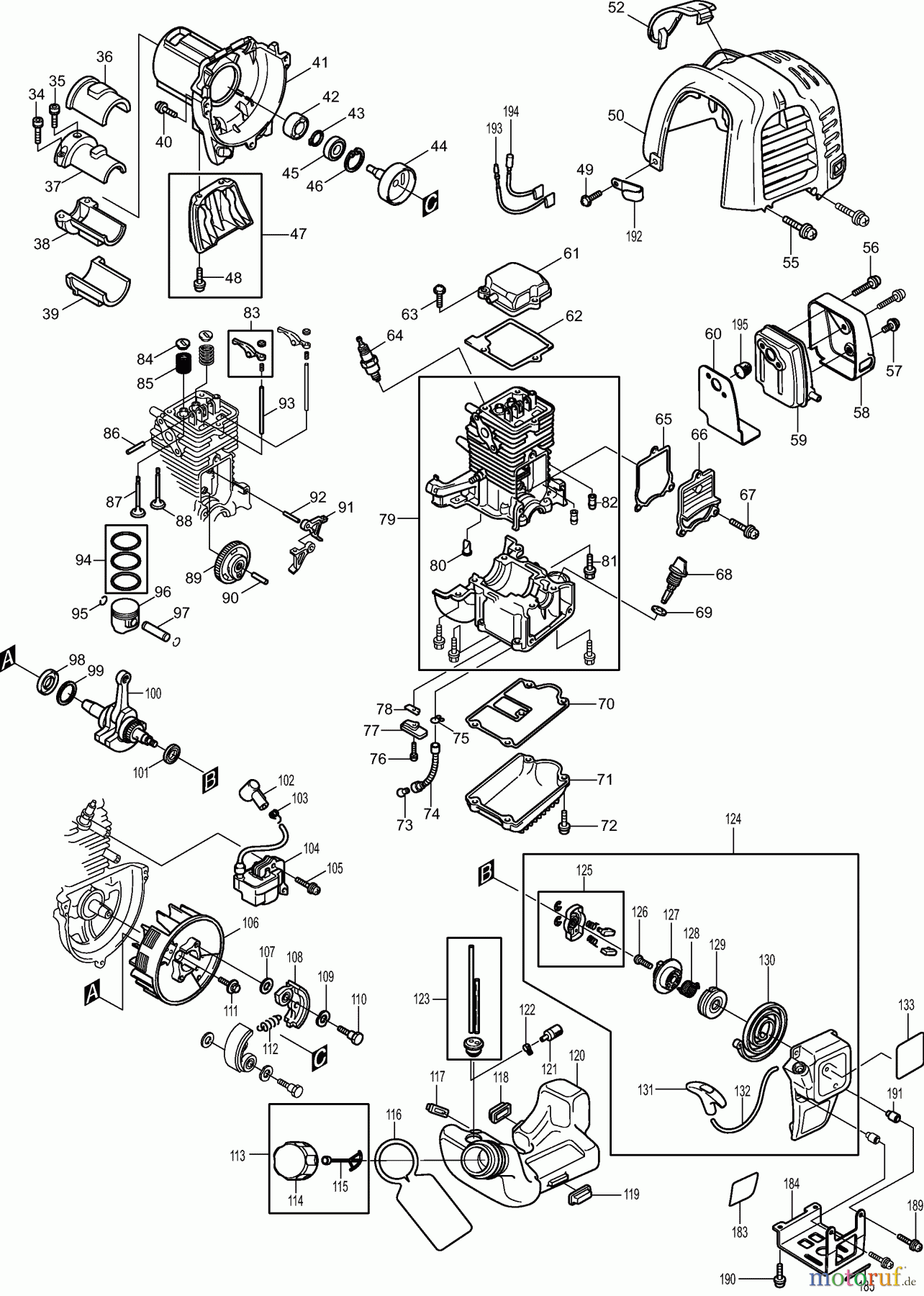  Dolmar Motorsensen & Trimmer Benzin 4-Takt MS2454CE 3  Kurbelgehäuse, Zylinder, Zündung, Schalldämpfer, Kraftstofftank