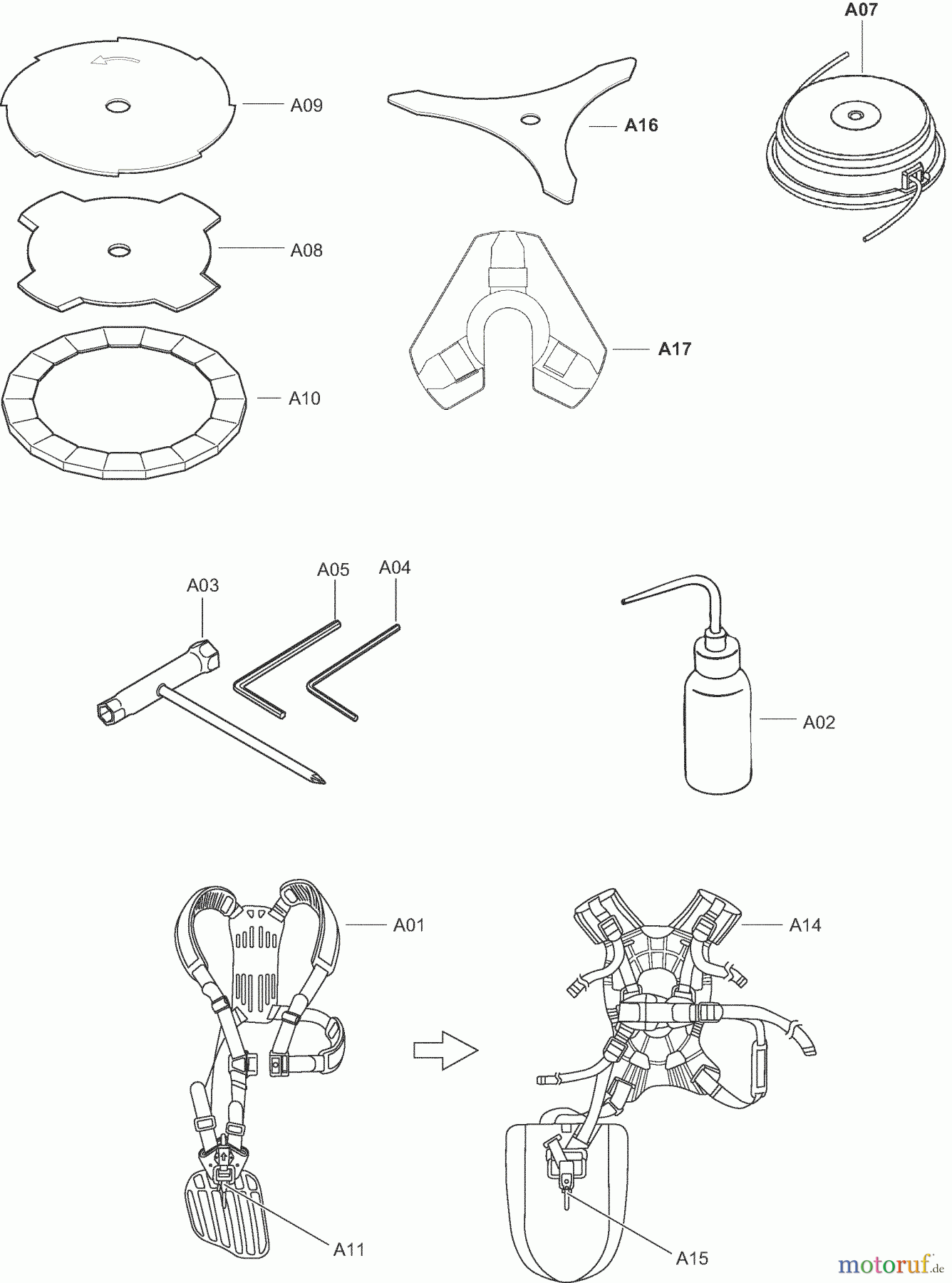  Dolmar Motorsensen & Trimmer Benzin 4-Takt MS-245.4 U (USA) 4  Werkzeuge, Zubehör