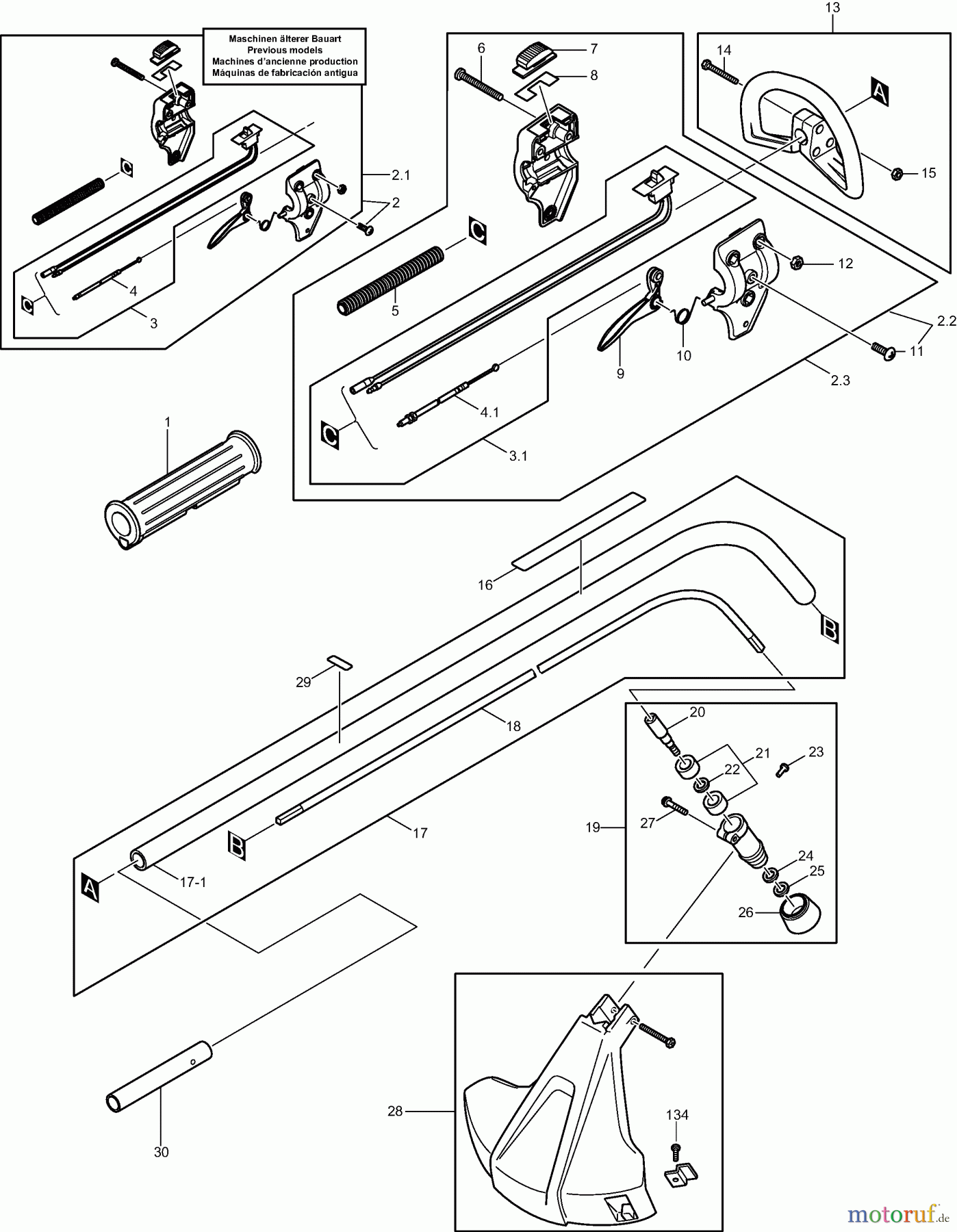  Dolmar Motorsensen & Trimmer Benzin 2-Takt LT-210 1  Hauptrohr, Getriebe, Schutzhaube