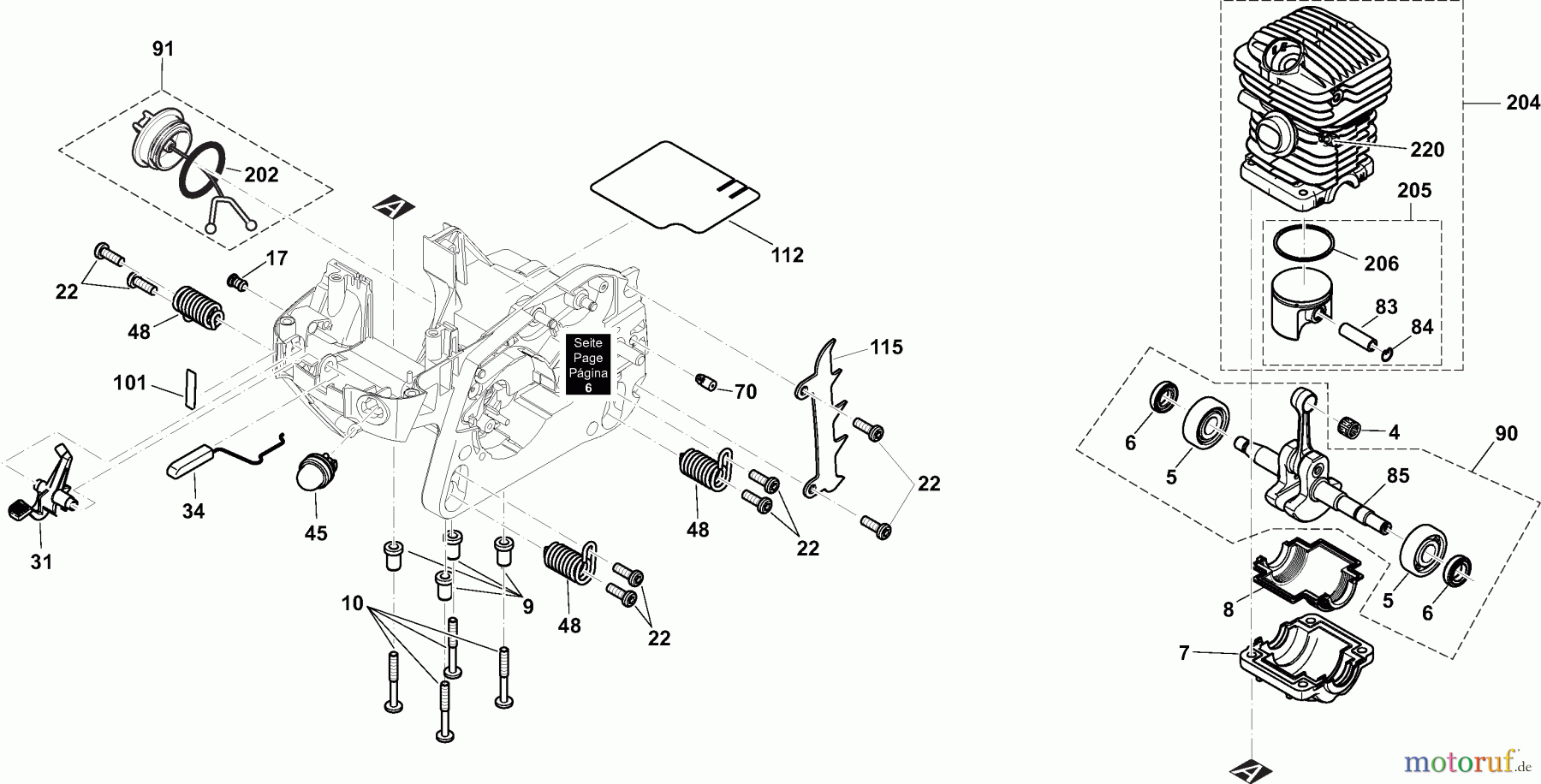  Dolmar Kettensägen Benzin Kettensäge PS32C 3  Zylinder, Kurbelwelle