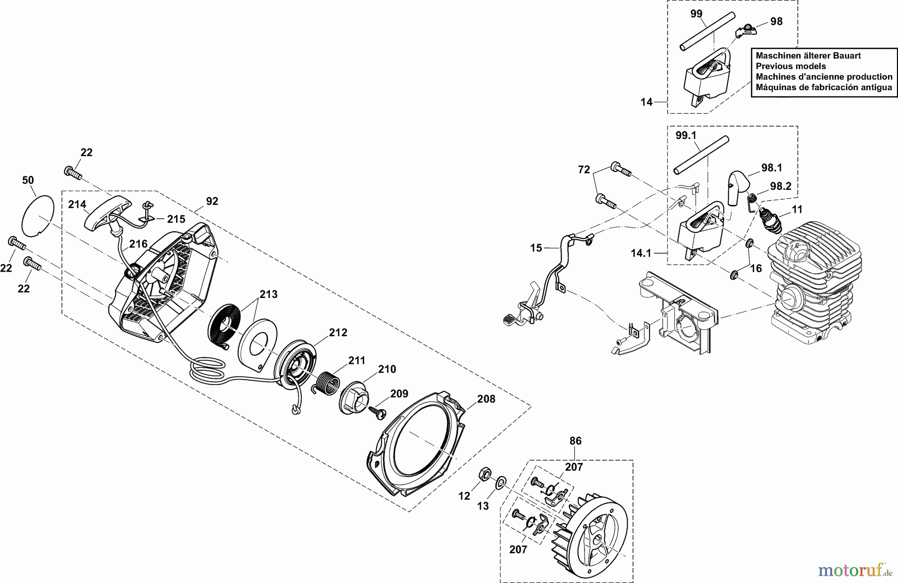  Dolmar Kettensägen Benzin Kettensäge PS32C 4  Zündelektronik, Anwerfvorrichtung