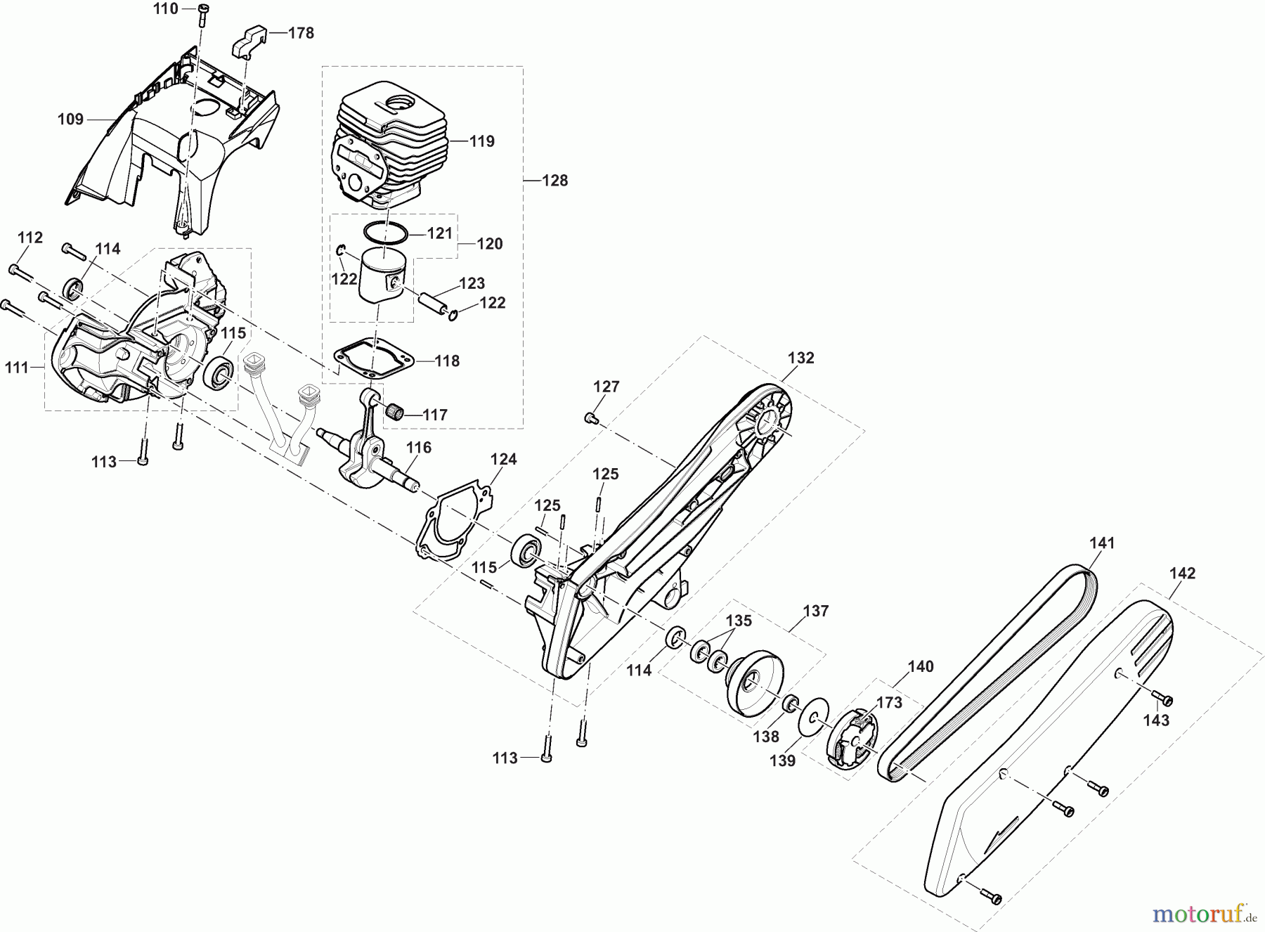  Dolmar Trennschleifer Benzin PC6114 6  Zylinder, Kurbeltrieb, Kupplung