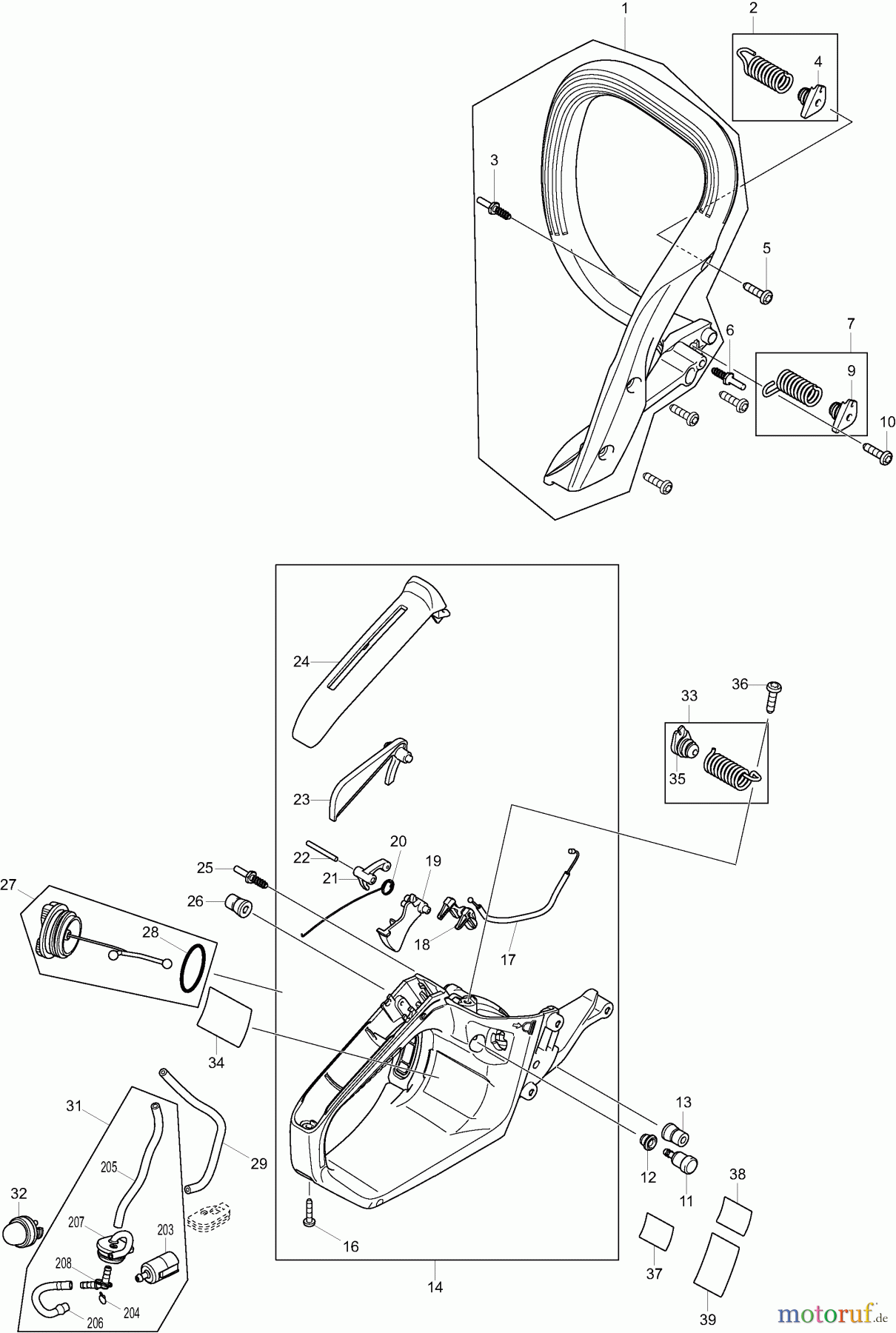  Dolmar Kettensägen Benzin Kettensäge PS352 1  Kraftstofftank, Bügelgriff