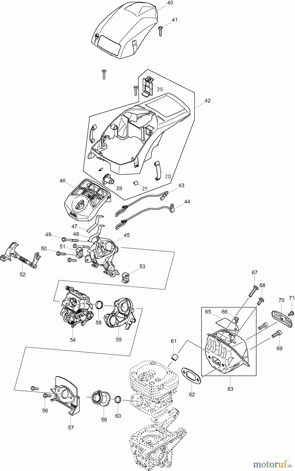 Dolmar Kettensägen Benzin Kettensäge PS352 2  Abdeckhaube, Luftfilter, Schalldämpfer