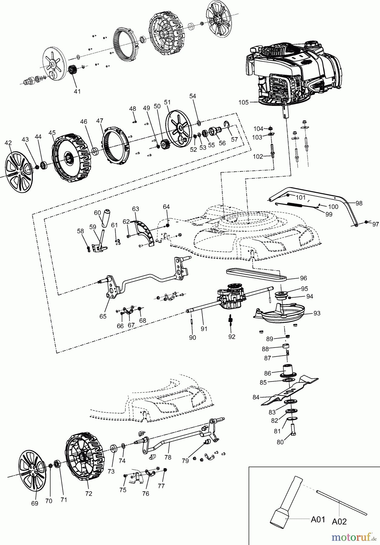  Dolmar Rasenmäher Benzin PM4820S 2  RÄDER, MESSER
