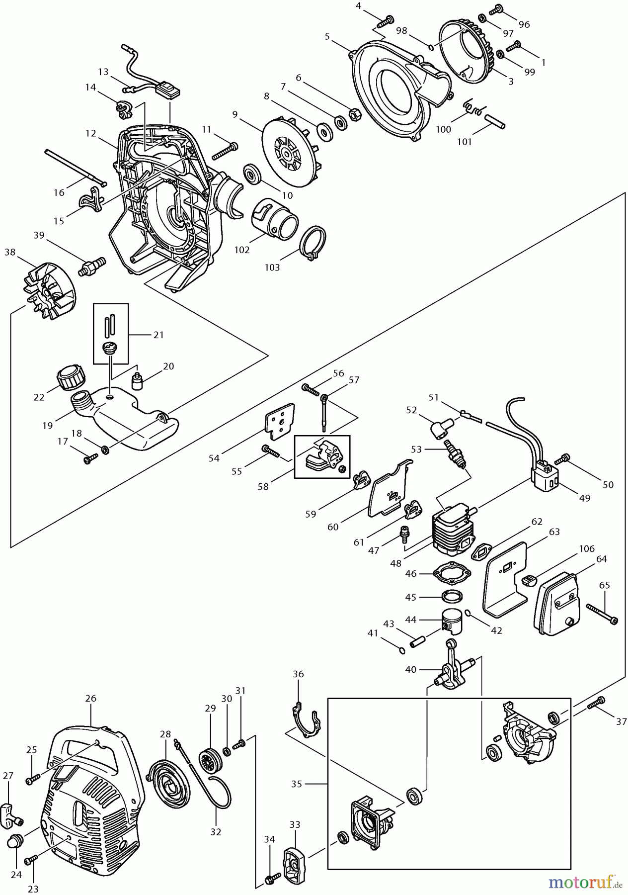  Dolmar Blasgeräte Benzin PB-250 (USA) 1  Gebläsegehäuse, Anwerfvorrichtung, Tank, Motor, Zündung