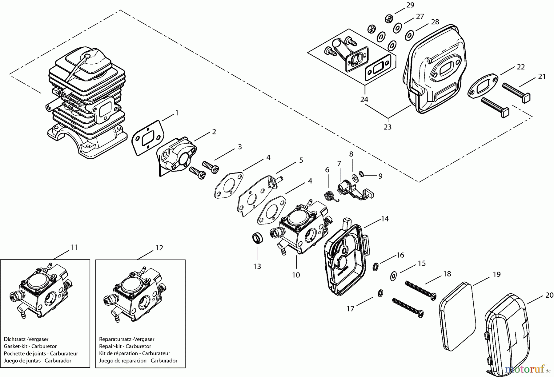  Dolmar Heckenscheren Benzin HT-2950 2  Luftfilter, Vergaser, Schalldämpfer