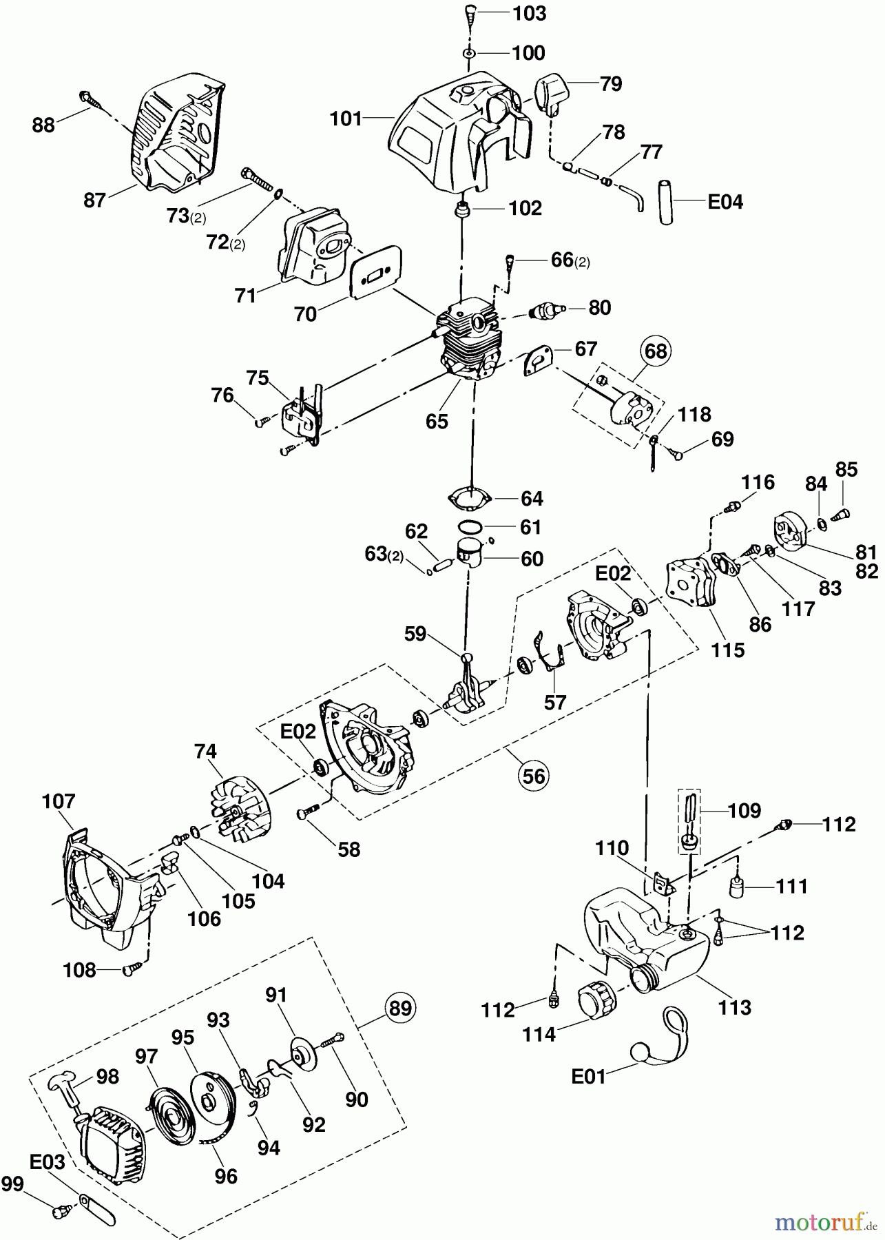  Dolmar Heckenscheren Benzin HT-2276 E 2  Kurbelgehäuse, Zylinder, Schalldämpfer, Zündung