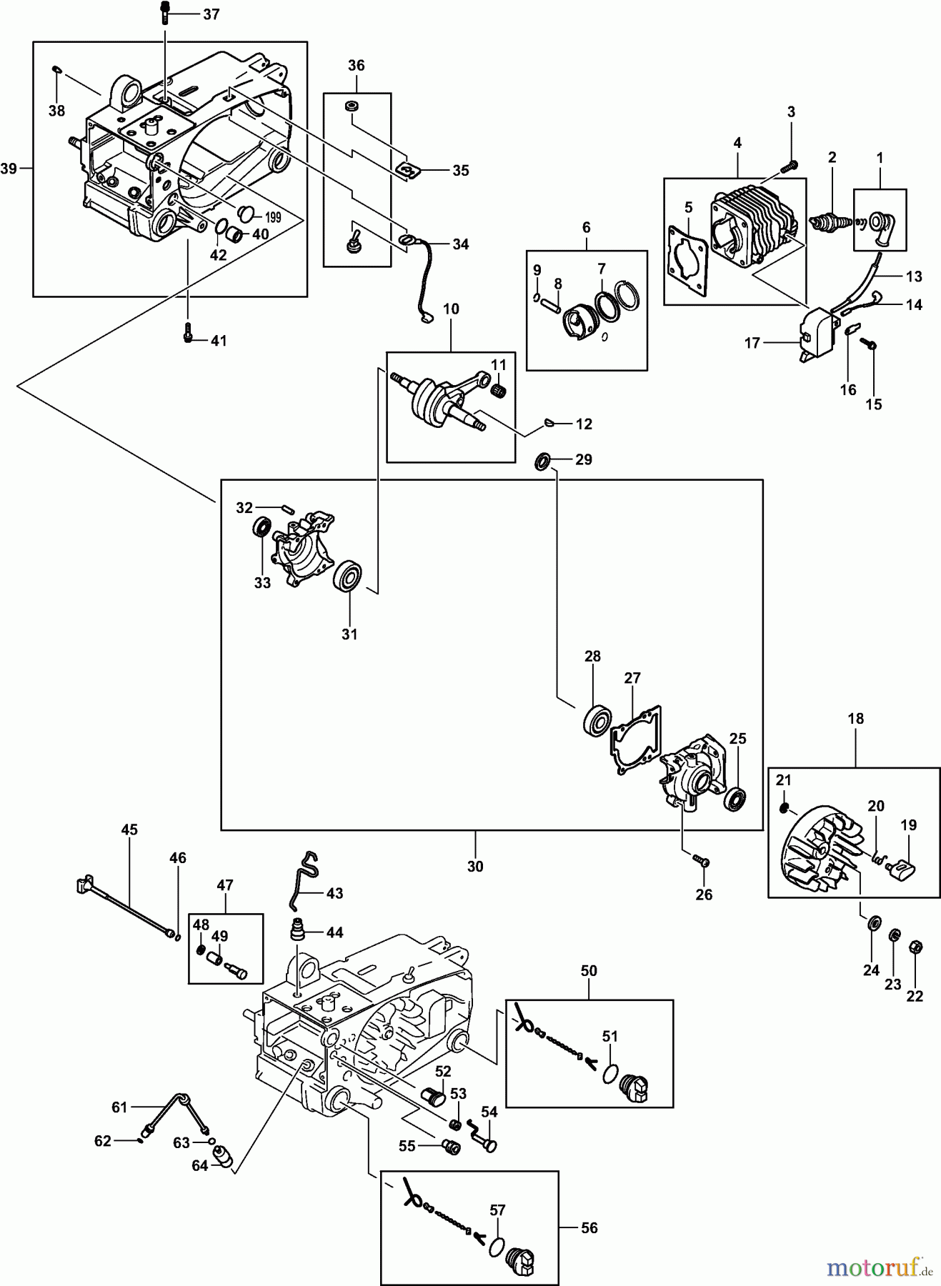  Dolmar Kettensägen Benzin Kettensäge PS-3300 TH (USA) 1  Motorgehäuse, Kurbelgehäuse, Zylinder, Zündung