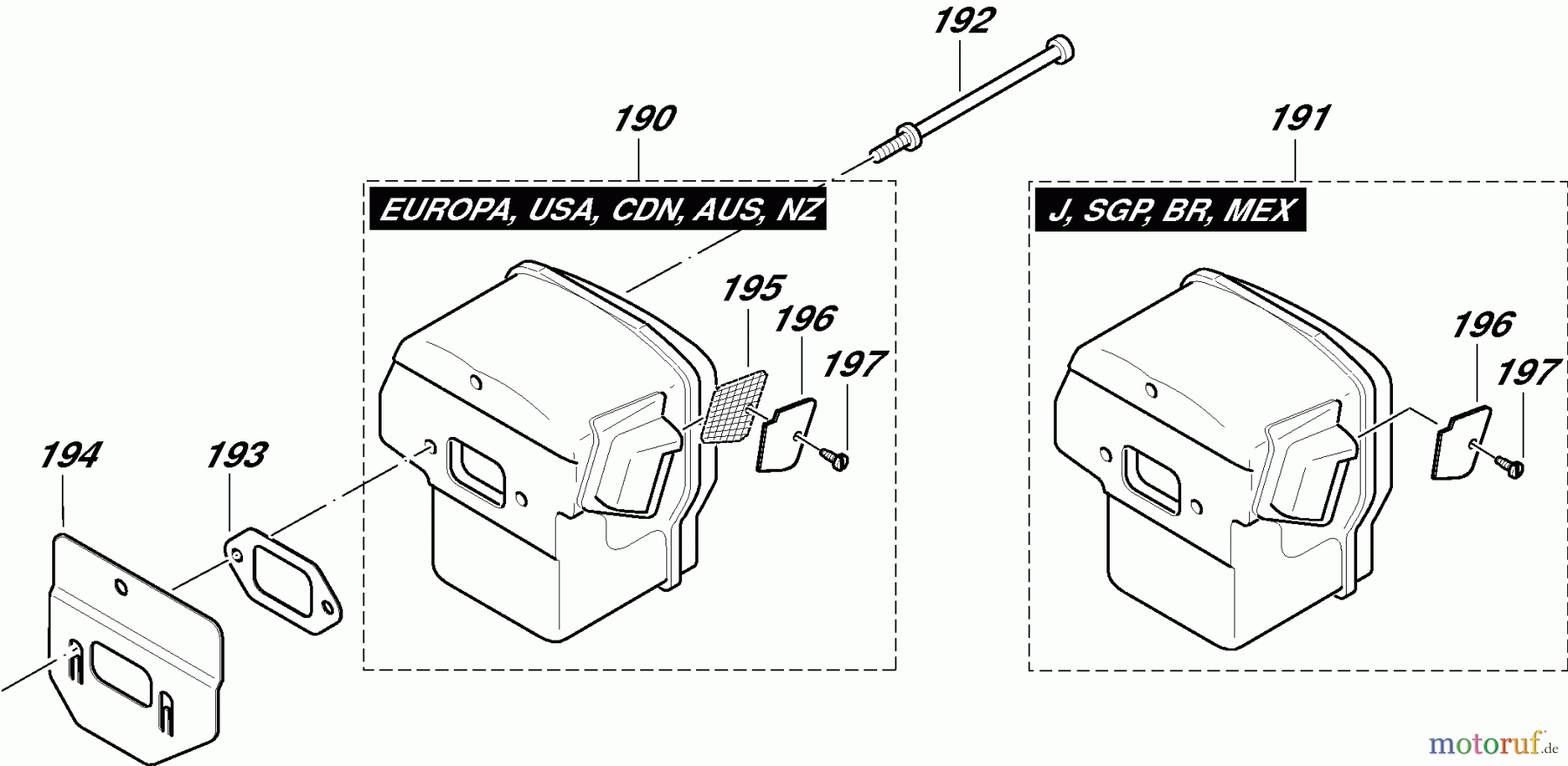  Dolmar Kettensägen Benzin Kettensäge PS-9010 (AU,CA,NZ,US) 9  Schalldämpfer