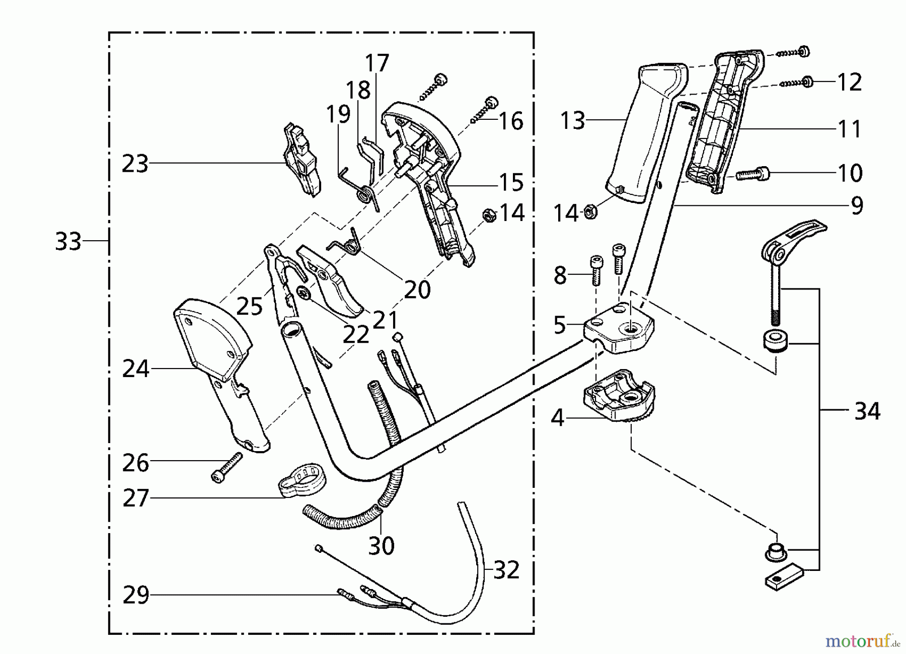  Dolmar Motorsensen & Trimmer Benzin 2-Takt MS-25 U 3  Griffrohr, Gasbetätigung