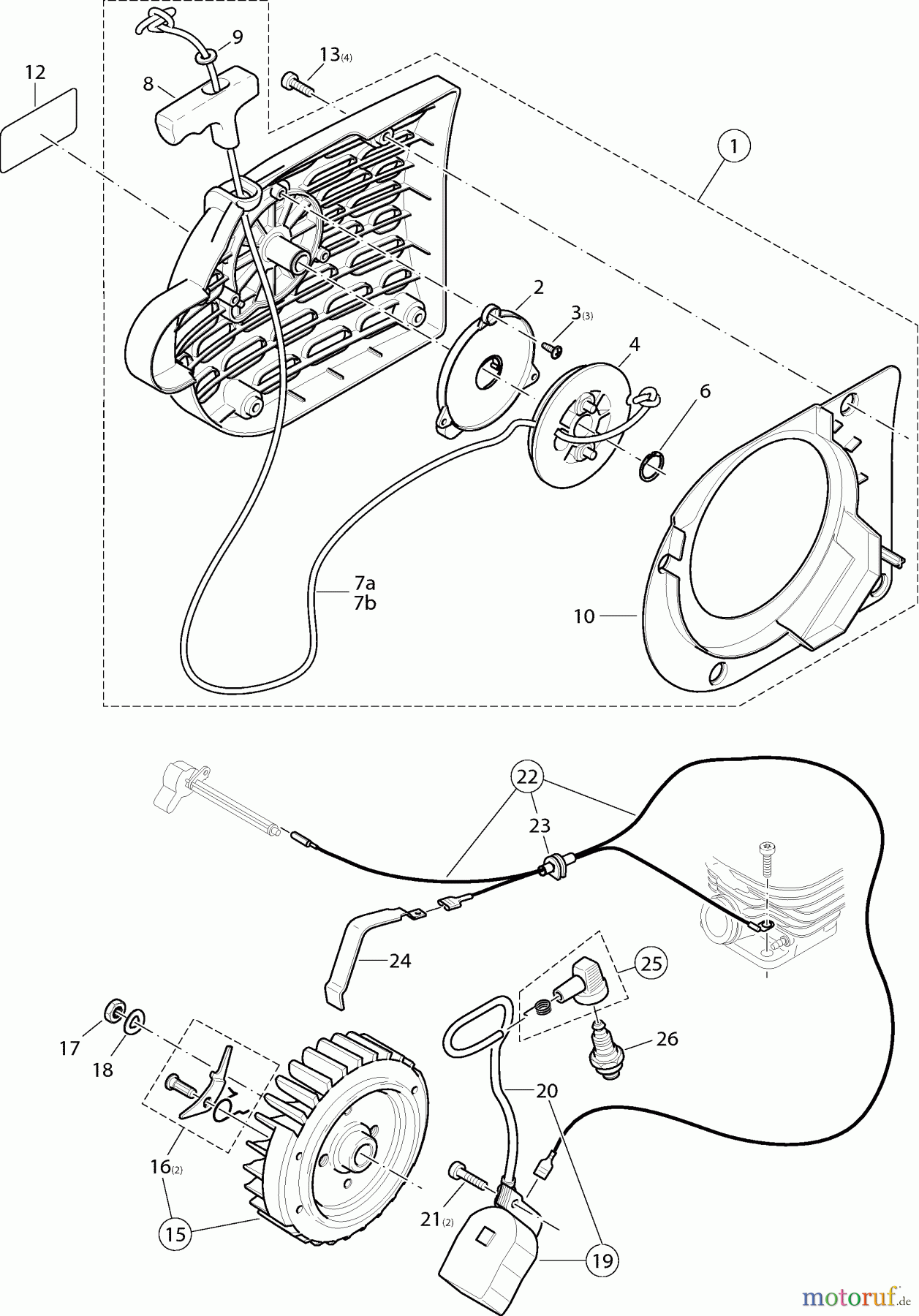  Dolmar Trennschleifer Benzin PC-6212 5  Anwerfvorrichtung, Magnetzünder