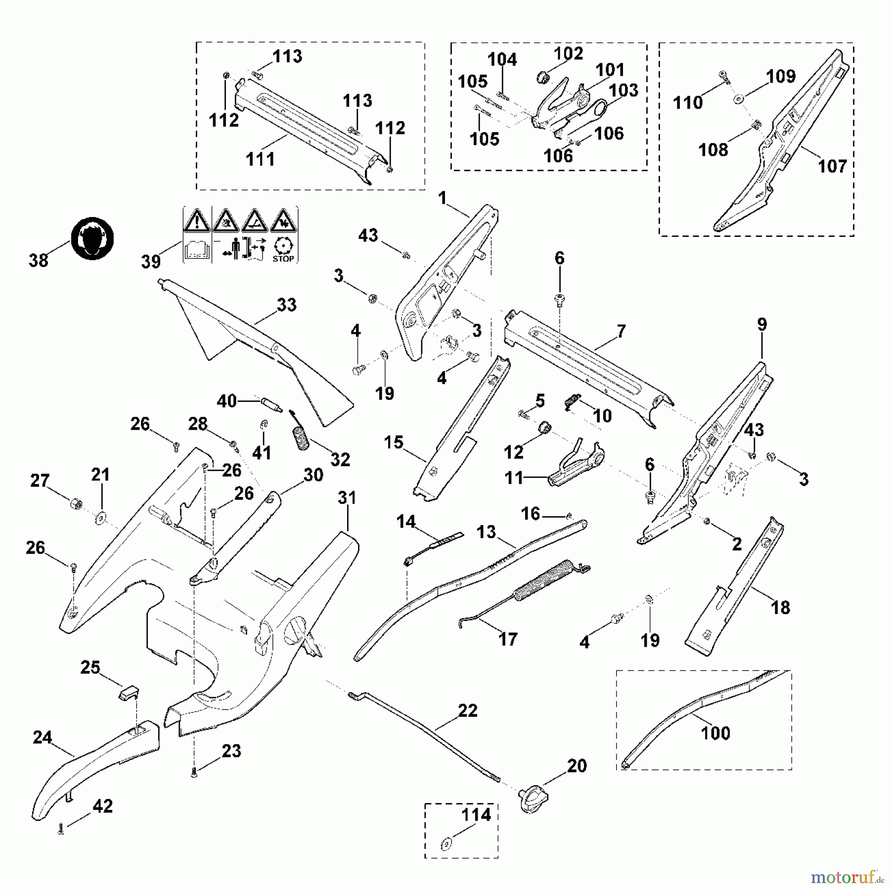 Viking Rasenmäher Benzinrasenmäher MB 750.0 GK C - Rahmen, Höhenverstellung