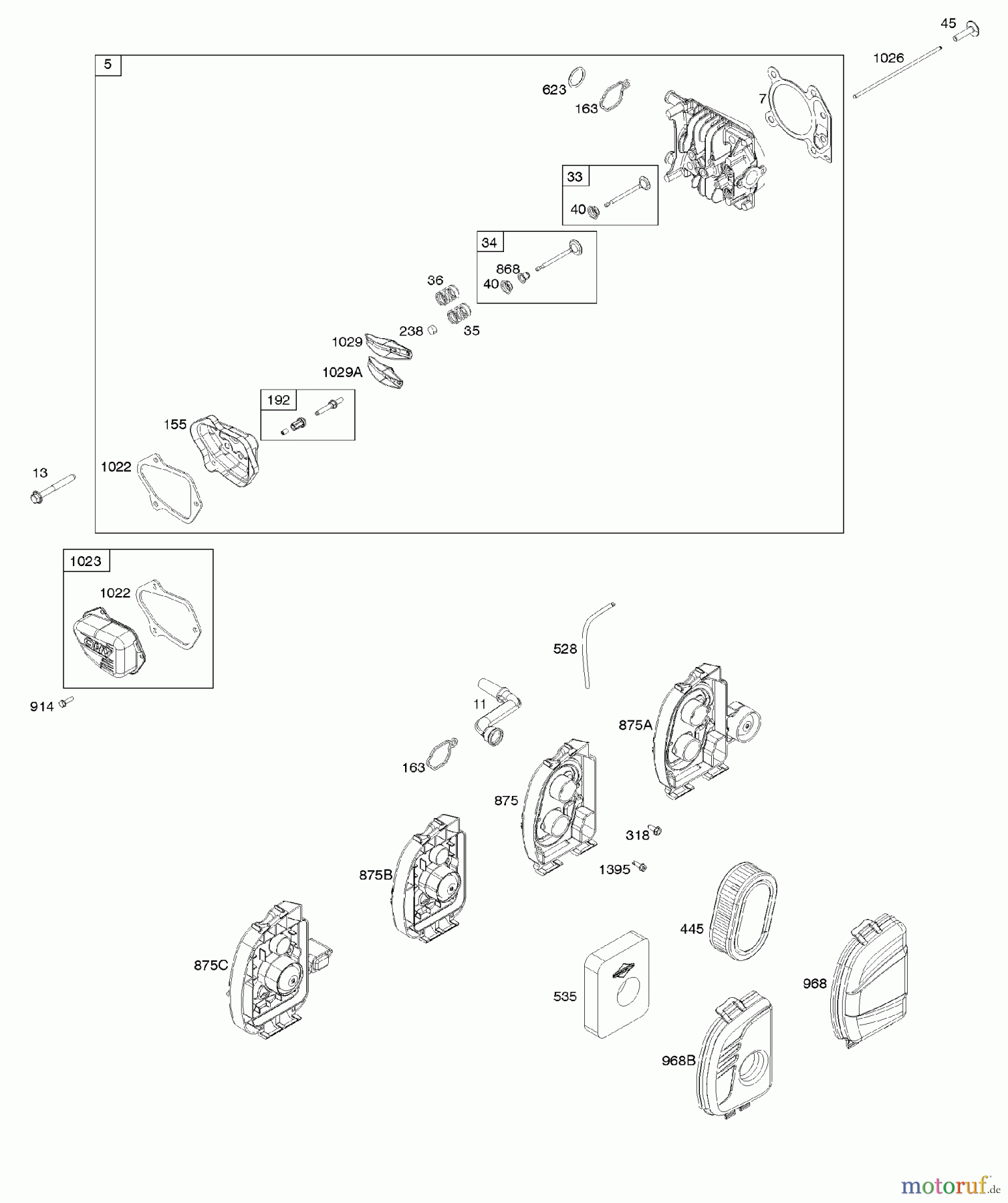 Viking Motoren B & S 09. . . 09P702-0044-F1 A - Luftfilter, Zylinderkopf