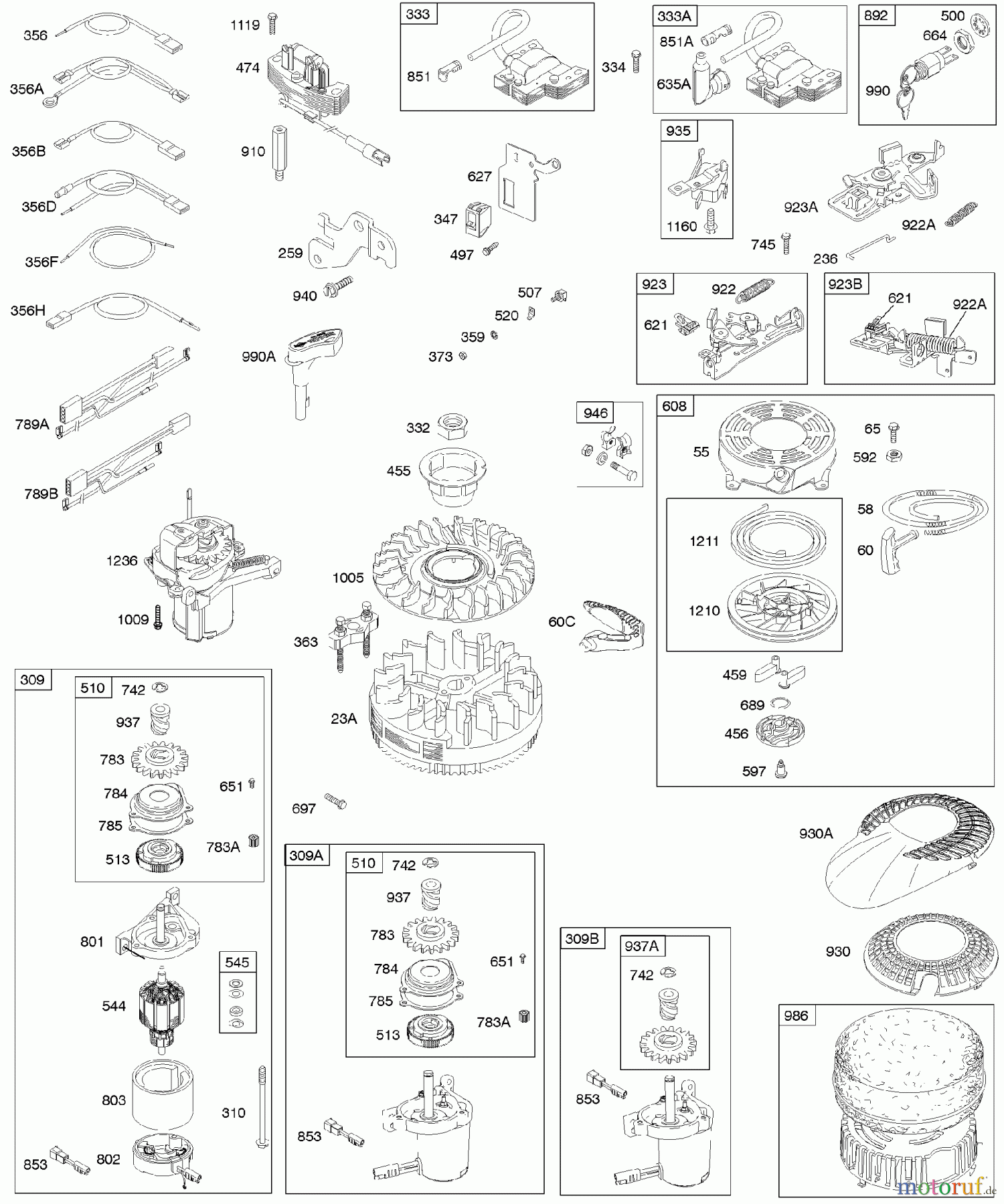 Viking Motoren B & S 12. . . 12H807-1823-B1 B - Generator, Elektroanlasser, elektrische An