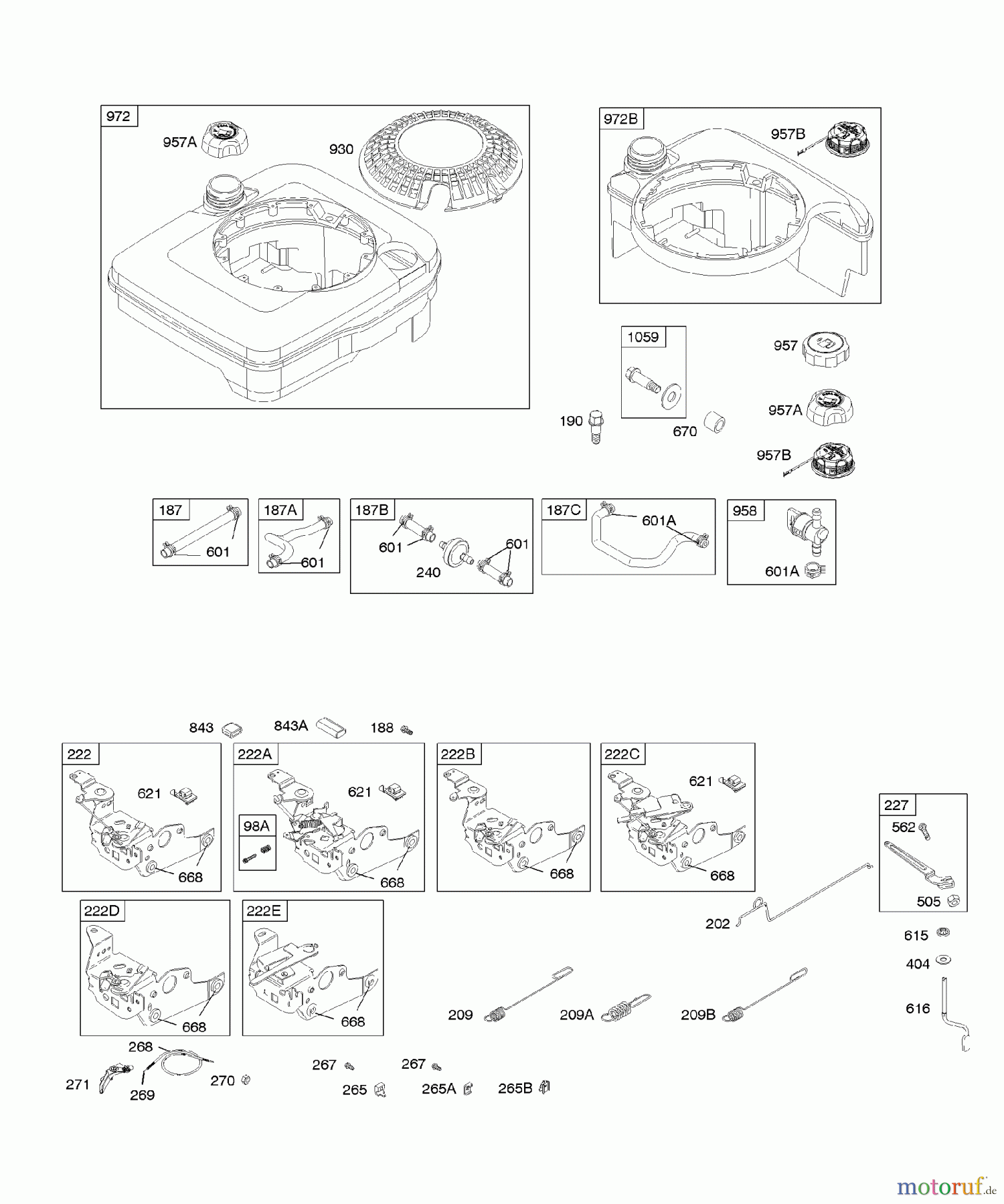 Viking Motoren B & S 12. . . 12H807-1823-B1 F - Bedienelemente, Kraftstoffversorgung, Regl
