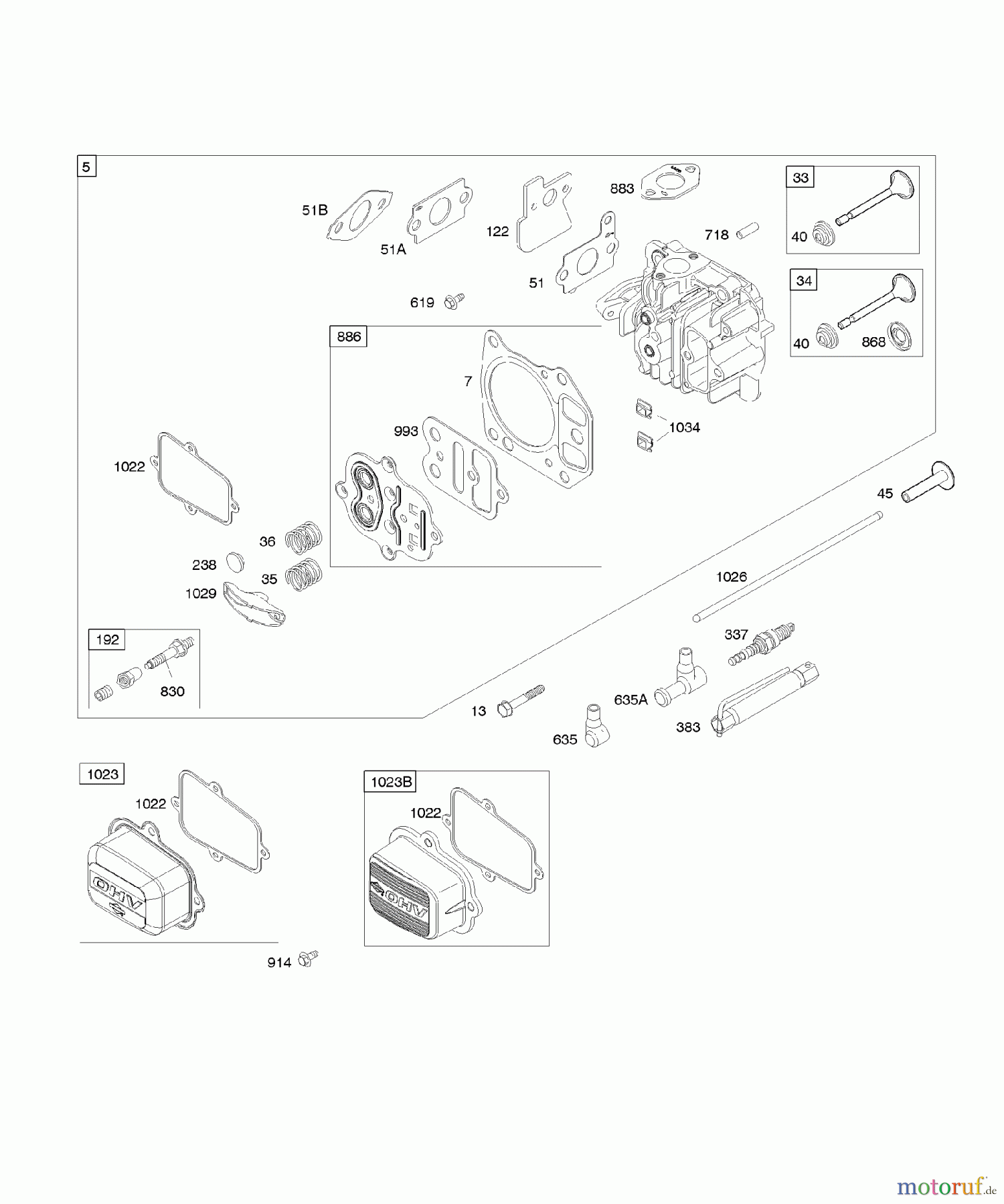 Viking Motoren B & S 12. . . 12Q502-0194-B1 F - Zylinderkopf
