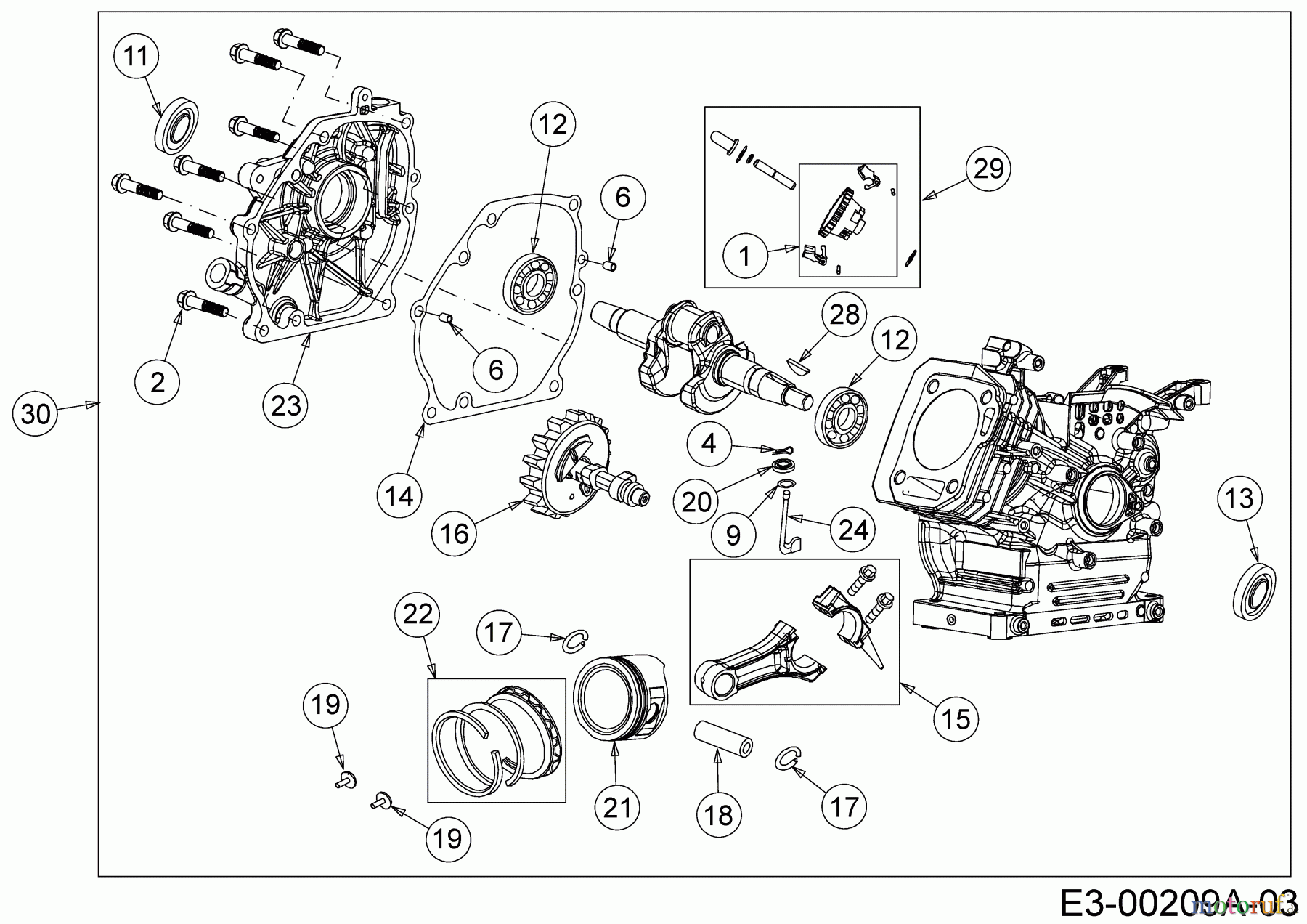  MTD-Engines Horizontal 370-JHA 752Z370-JHA  (2019) Piston, Camshaft, Crankshaft, Connecting rod