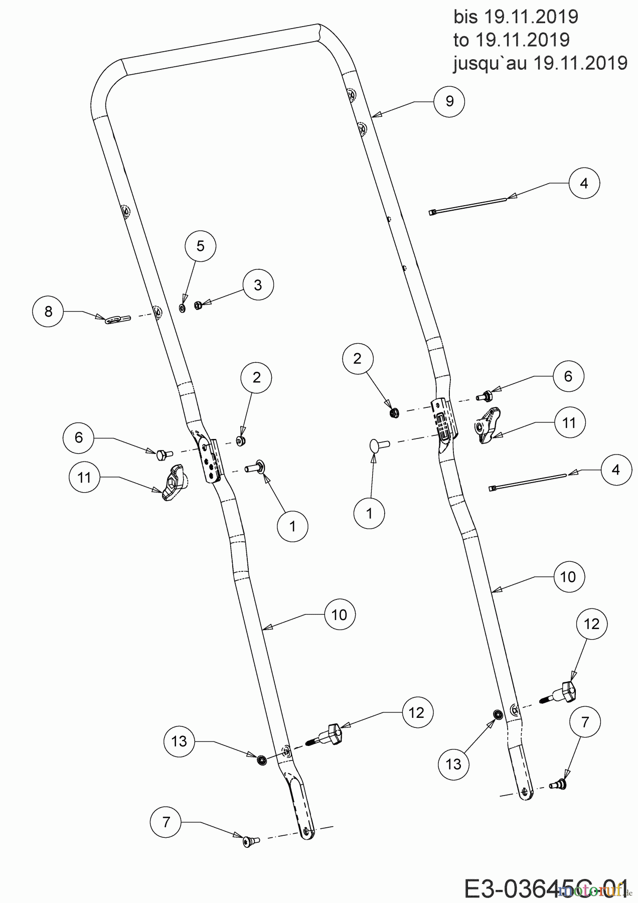 MTD Petrol mower self propelled SP 46 B 12B-TABG600 (2020) Handle to 19.11.2019