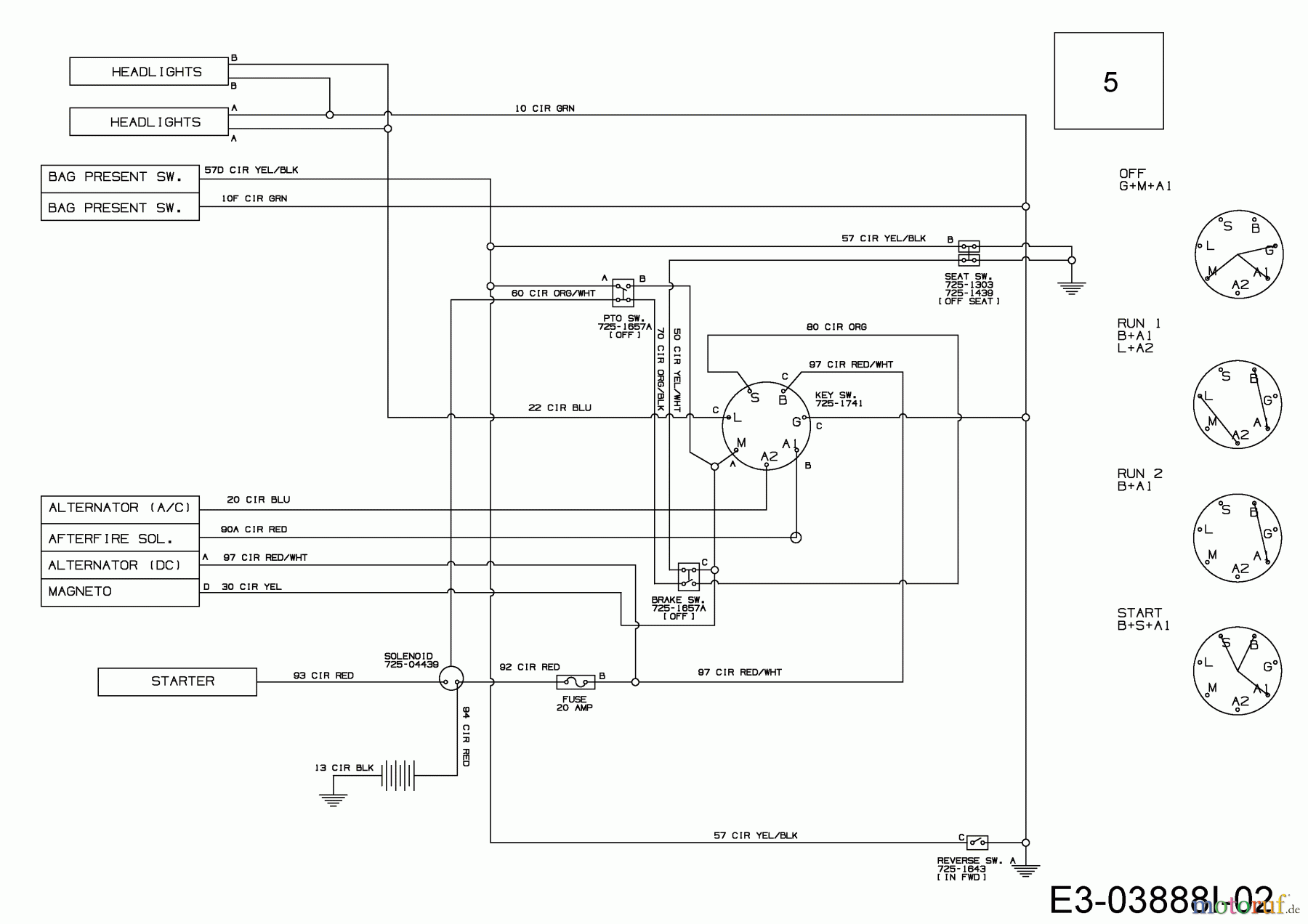  MTD Lawn tractors Optima LN 200 H 13HT71KN678  (2016) Wiring diagram