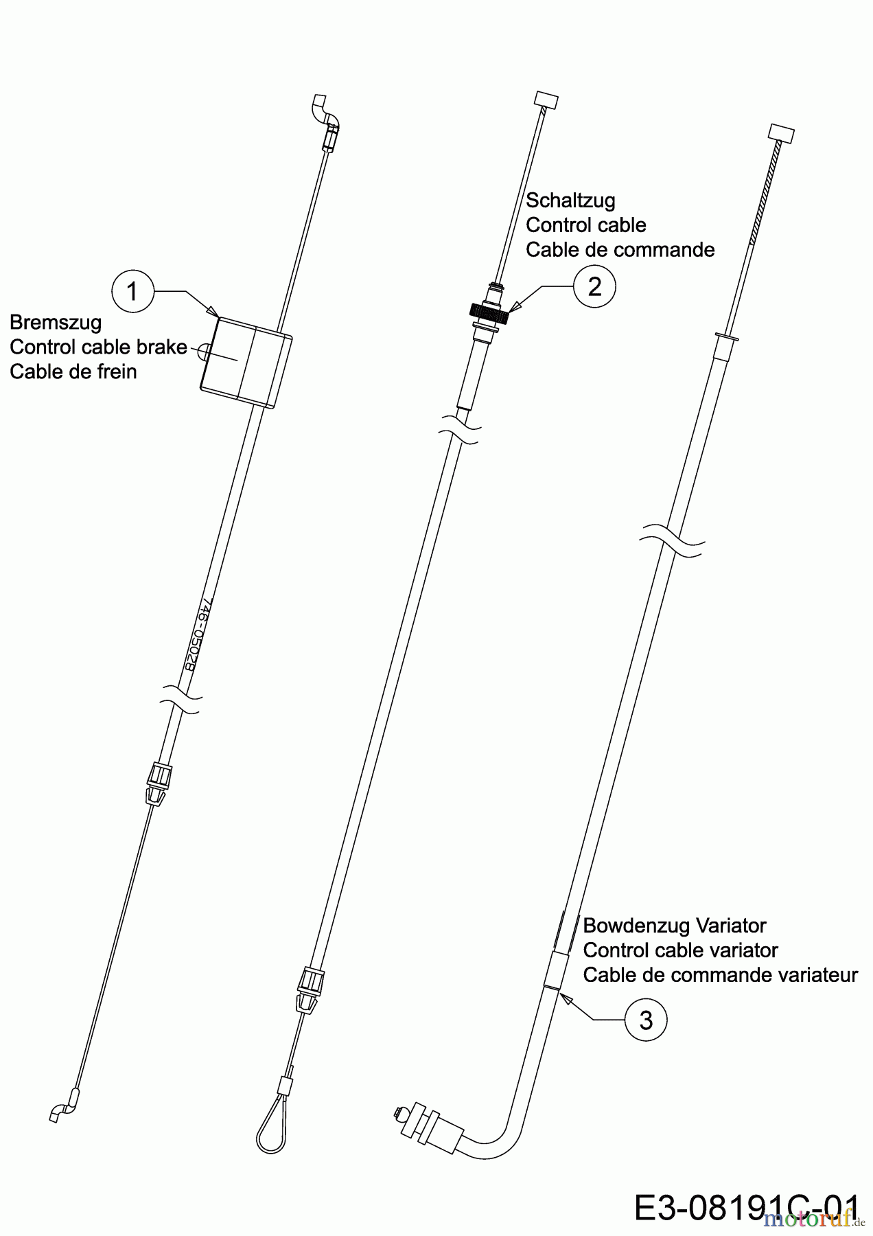  MTD Petrol mower self propelled Advance 53 SPKVHW 12AKPN7D600 (2019) Control cables
