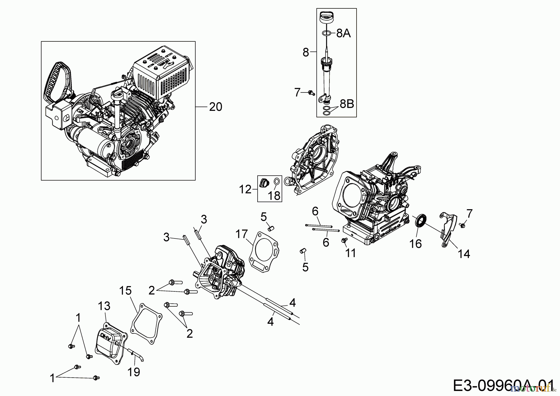  MTD-Engines Horizontal 670-JH 752Z670-JH  (2020) Oil drain plug, Dipstick, Couvercle de culasse