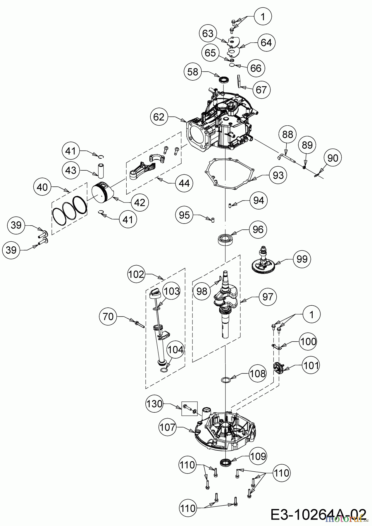  MTD-Engines Vertical 5X70RH 752Z5X70RH  (2019) Piston, Camshaft, Crankshaft, Connecting rod